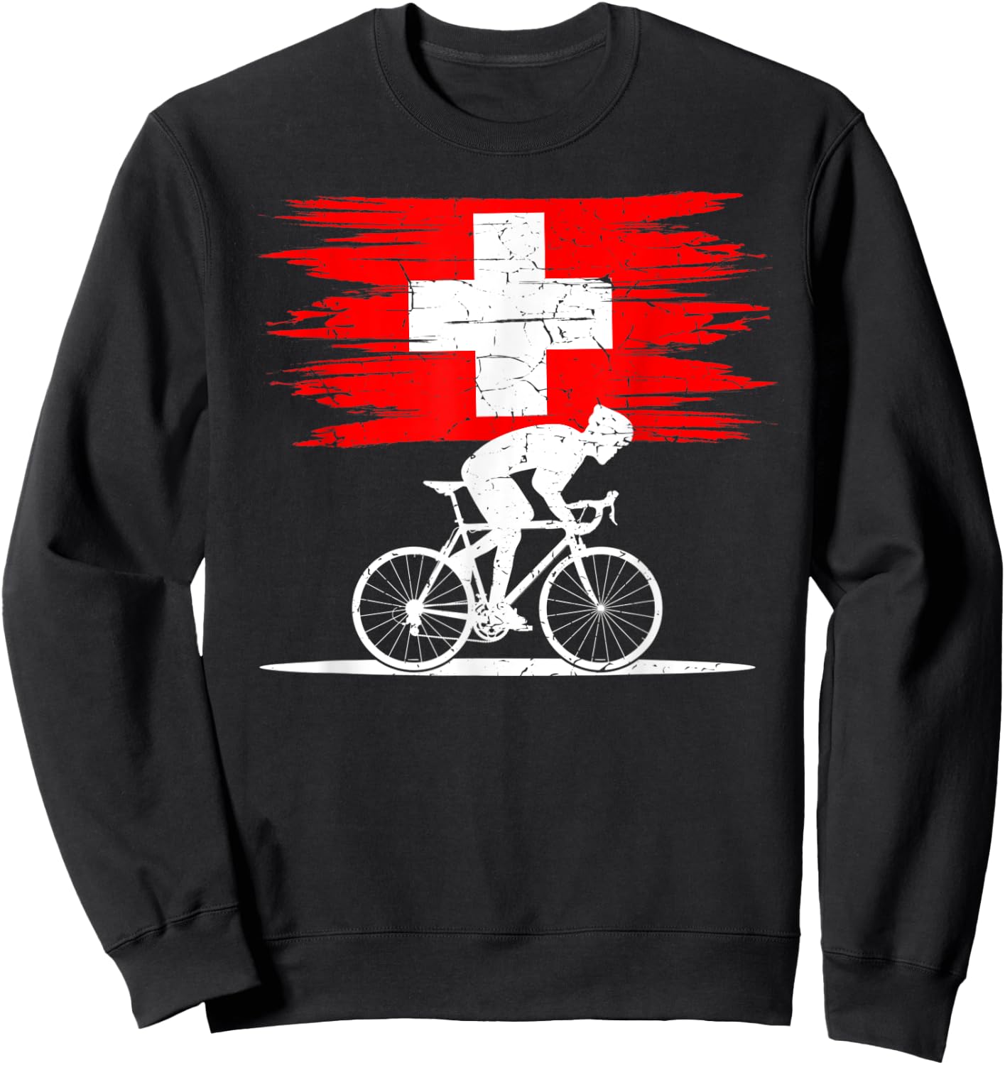 Switzerland Road Biker, Racing Velo, Rider Velo Bicycle Sweatshirt - Sweatshirt | Black