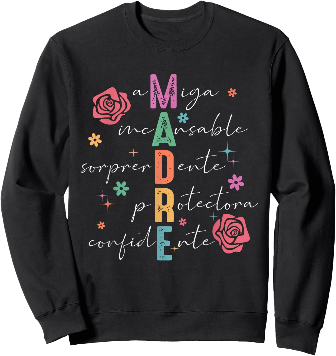 Spanish Mothers Day Retro Madre Amiga Incansable Mothers Day Sweatshirt - Sweatshirt | Black