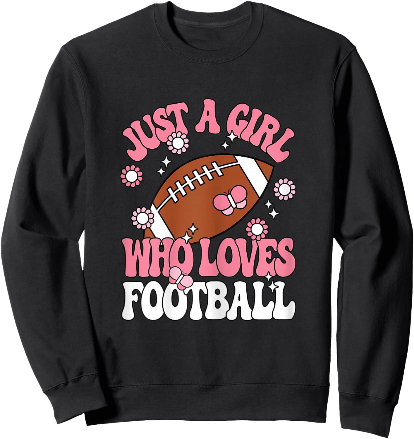 Just A Girl Who Loves Football American Football Girls Kids Sweatshirt - Sweatshirt | Black