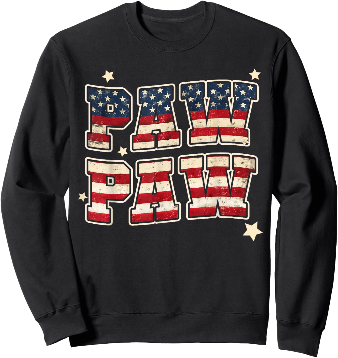 Paw Paw Vintage American Flag Grandpa Father's Day Men Sweatshirt - Sweatshirt | Black