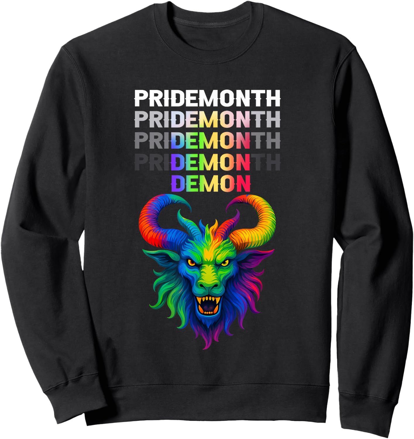 Pride Month Demon Baphomet Goat Psychedelic Mythical Outfit Sweatshirt - Sweatshirt | Black