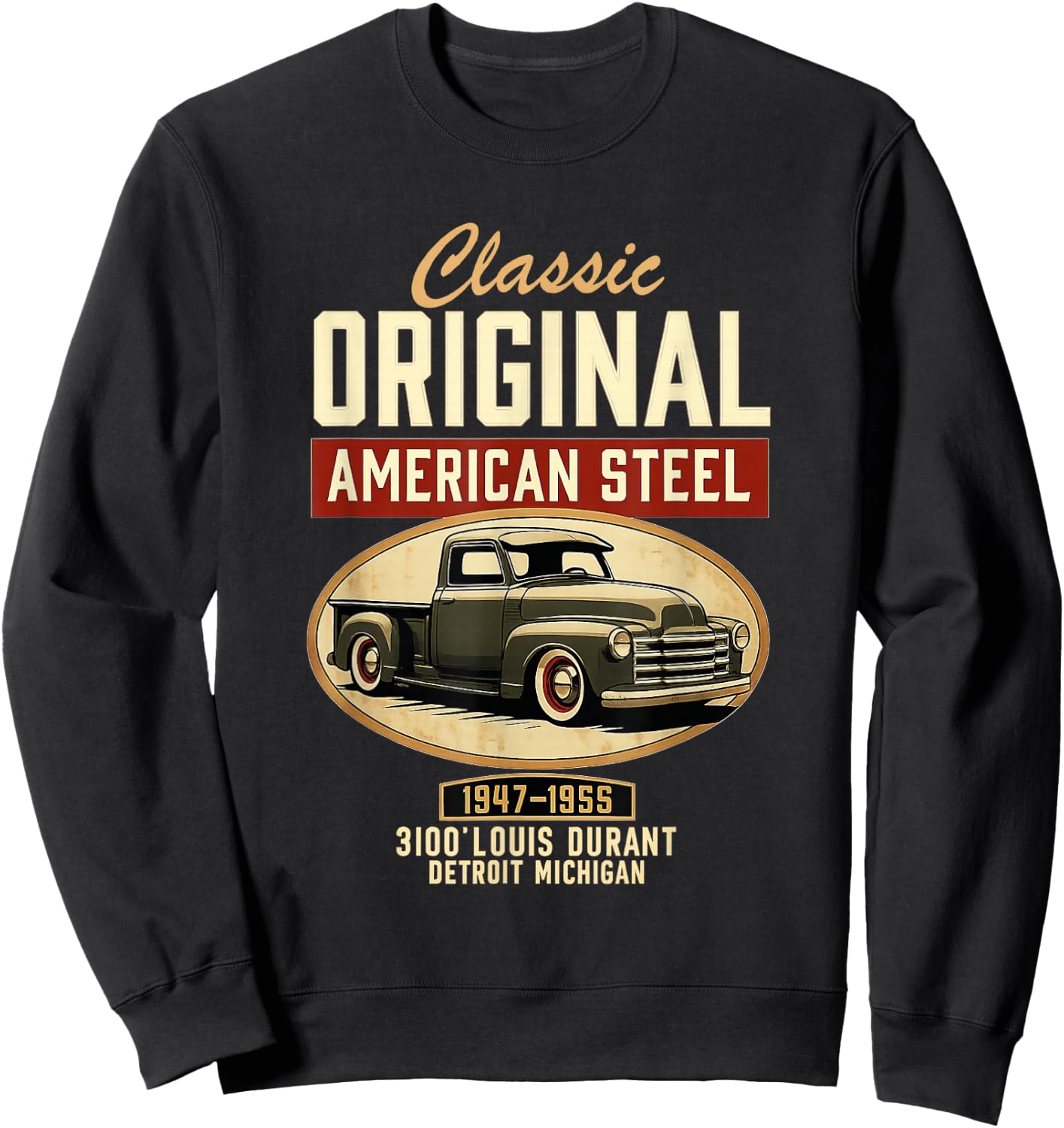 Vintage Classic Original American Old Pickup Truck 1940s Car Sweatshirt - Sweatshirt | Black