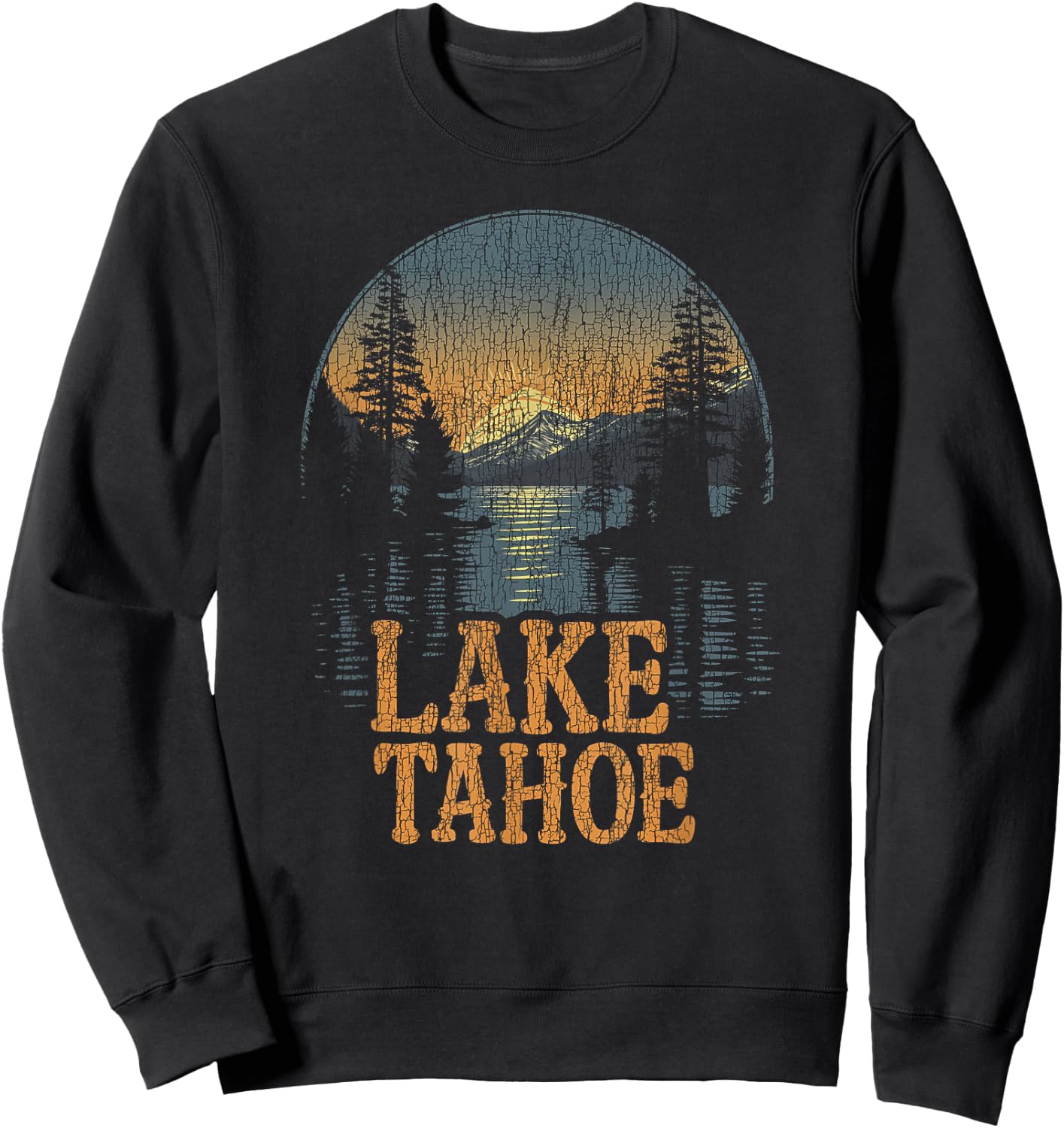 Lake Tahoe -California Mountain Vintage Men Women Kids Retro Sweatshirt - Sweatshirt | Black