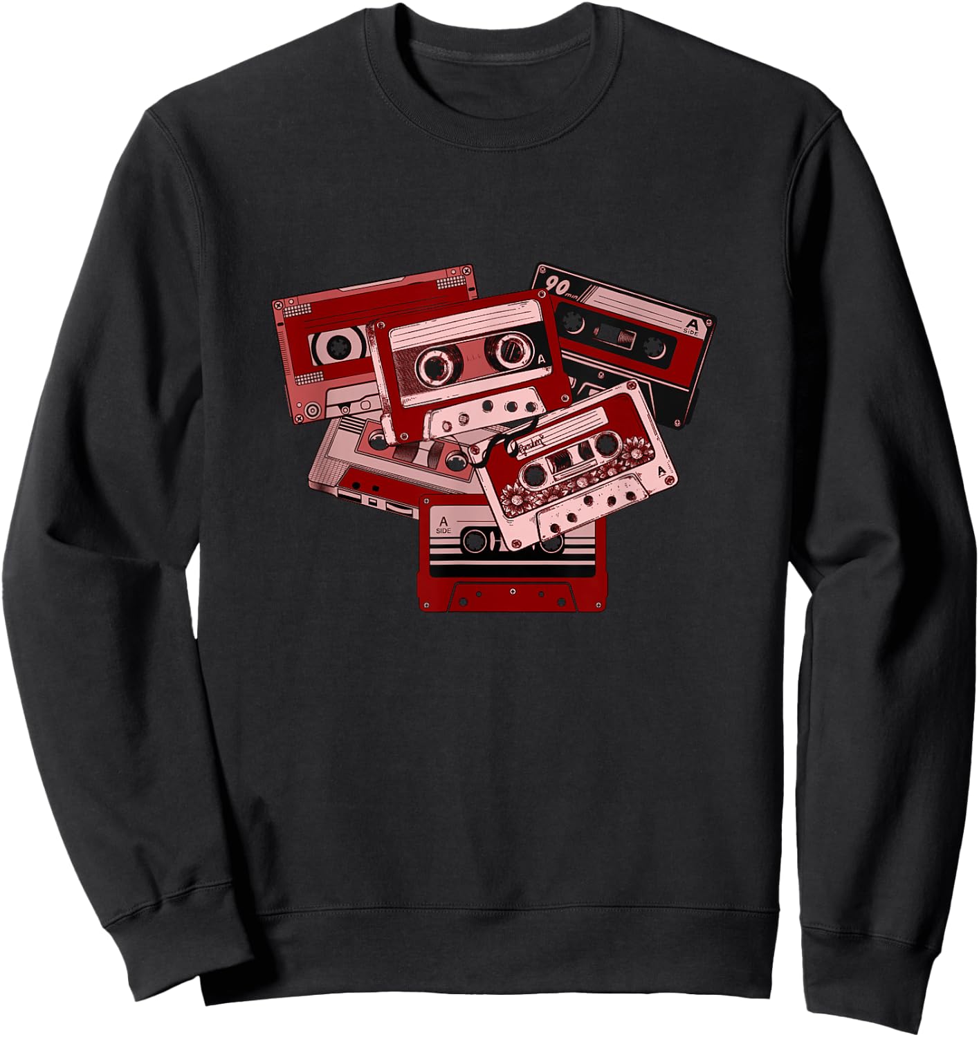 Maroon Red Burgundy Tape Cassettes Classic Old School Maroon Sweatshirt - Sweatshirt | Black