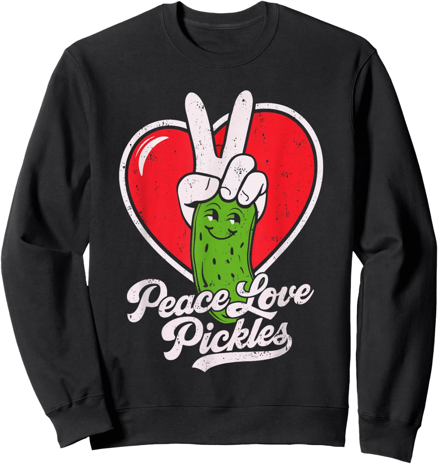 Peace Love Pickles Shirt Men Women Kids Cucumber Lover Sweatshirt - Sweatshirt | Black