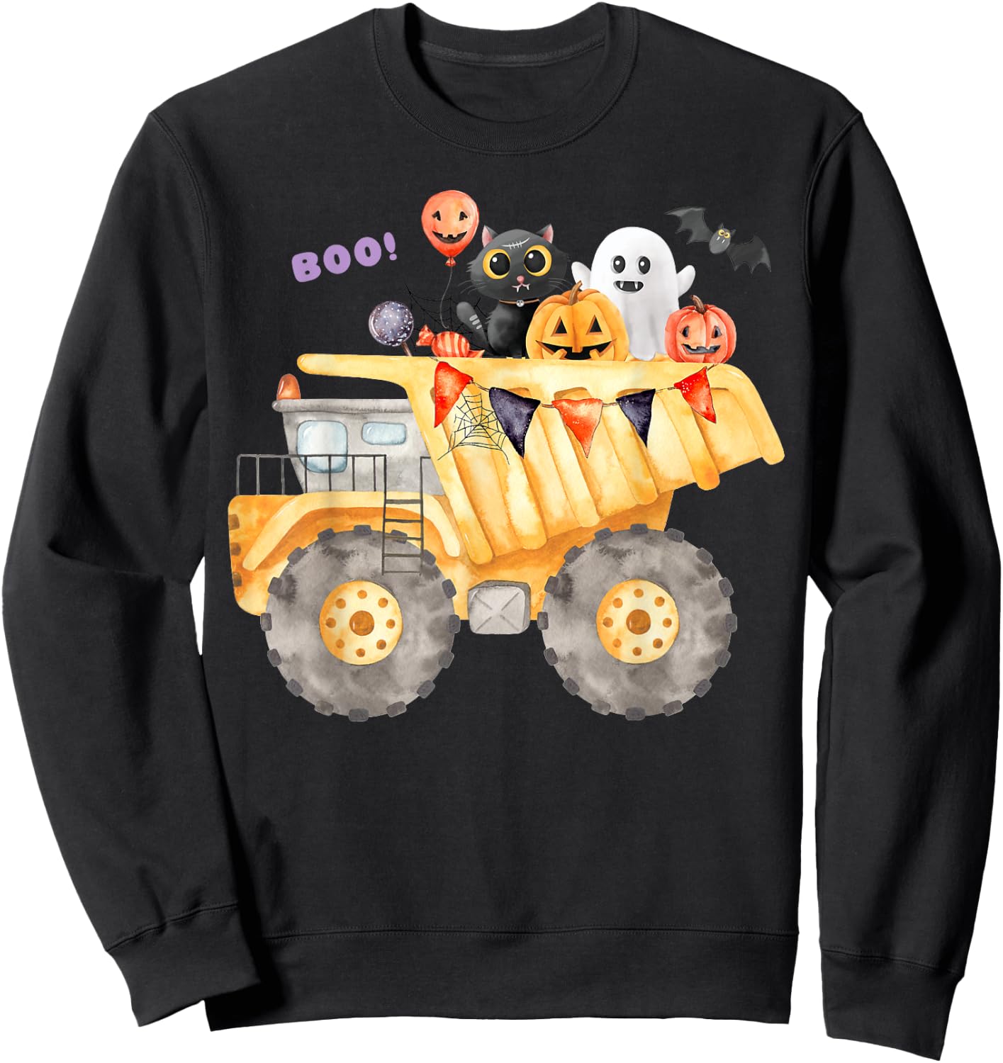 Dump Truck or Treat Halloween Candy Construction Boys Kids Sweatshirt - Sweatshirt | Black