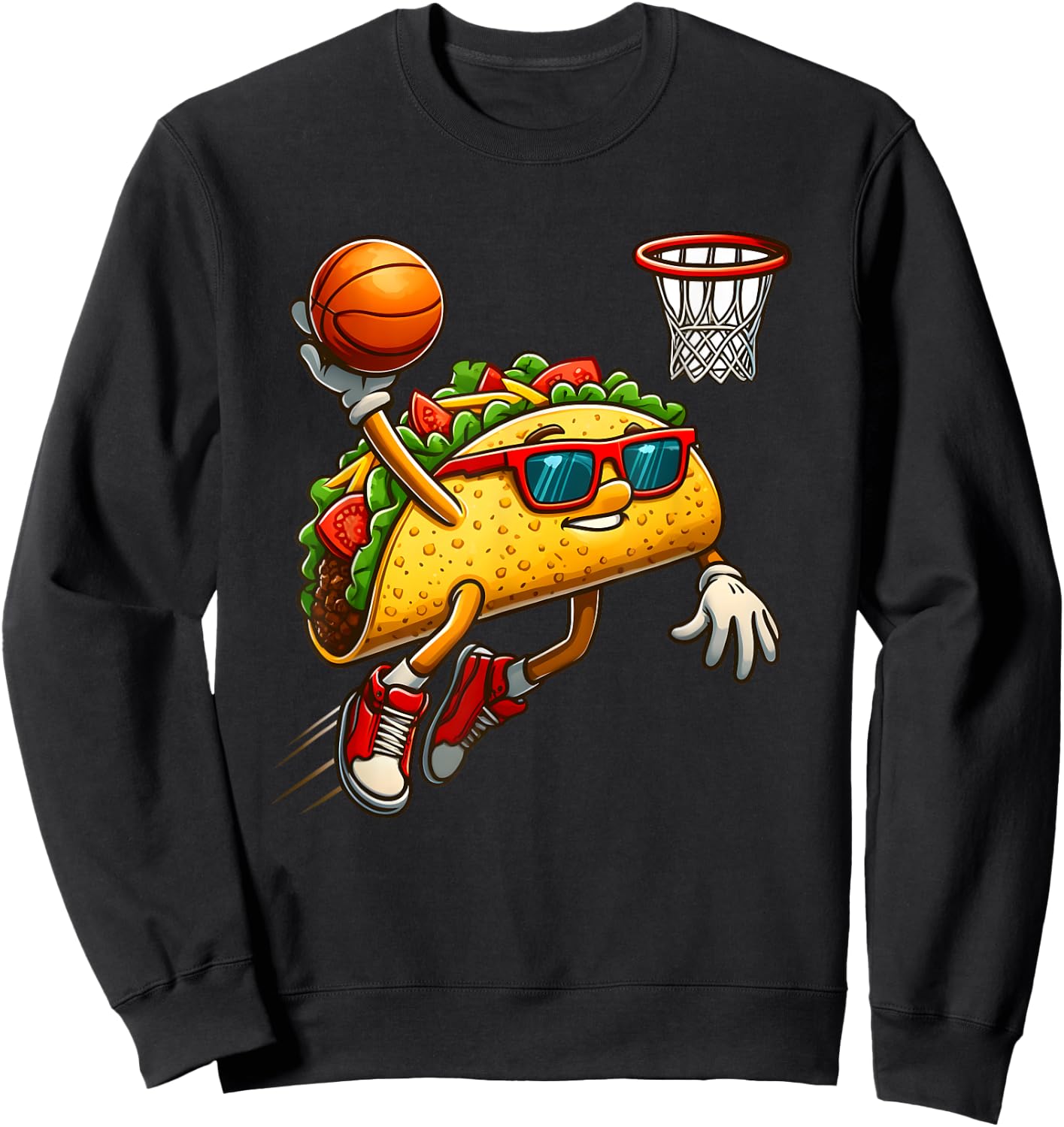 Slam Dunk Fiesta - Basketball Taco Fun Sweatshirt - Sweatshirt | Black