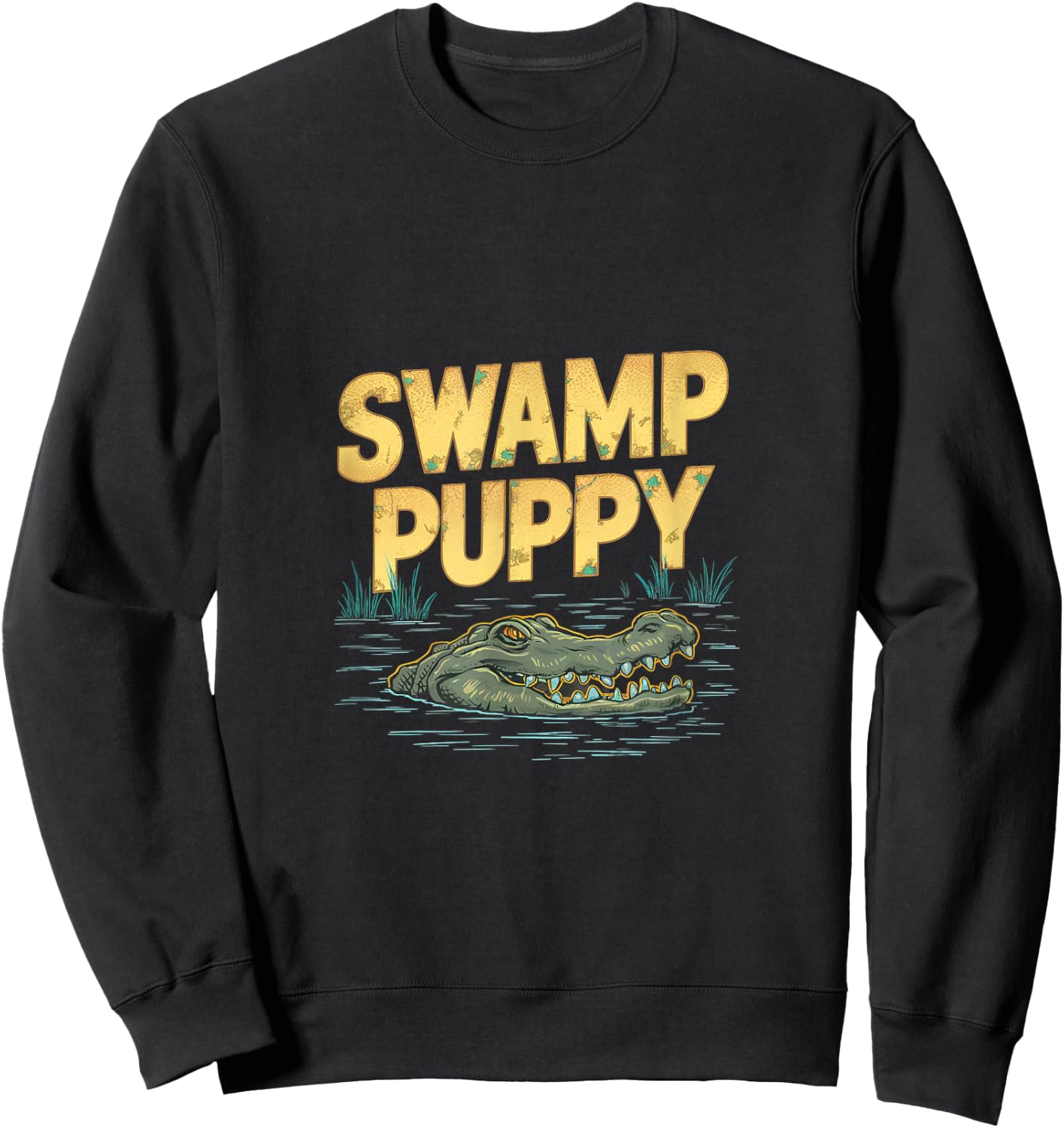 Quirky Swamp-Themed Alligator Everglades Swamp Puppies Sweatshirt - Sweatshirt | Black