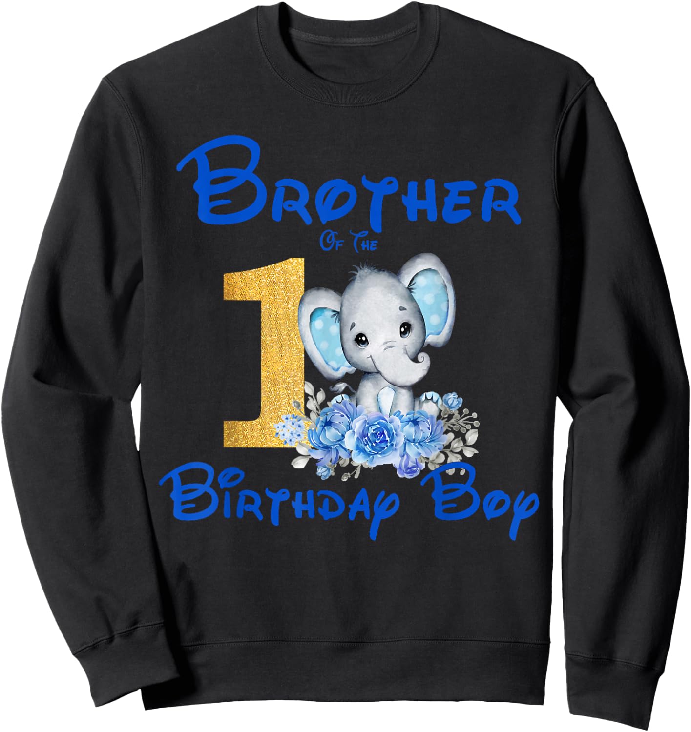Brother Of The Birthday Boy Elephant Family Matching Sweatshirt - Sweatshirt | Black