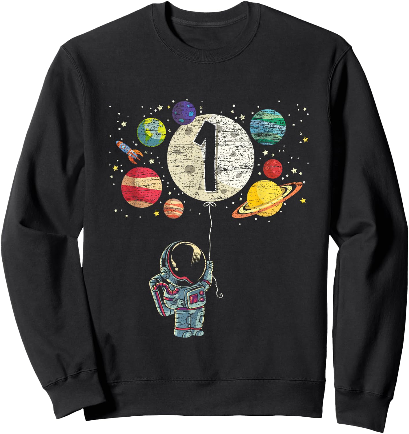 1 Years Old Birthday Boy Gifts Astronaut 1st Birthday Sweatshirt - Sweatshirt | Black