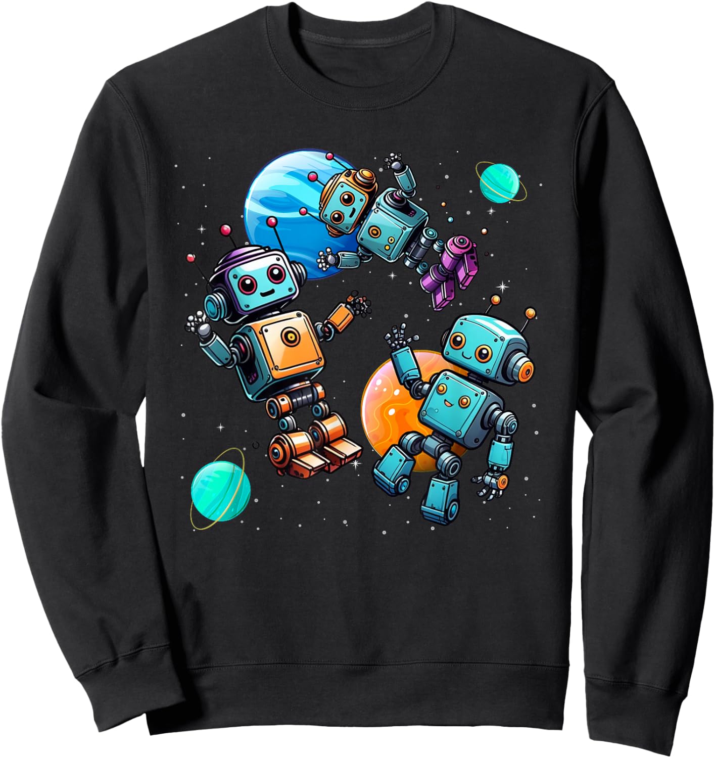 Funny Robot Robotics Apparel -Adult , Black, Small, Short Sleeve, Modern Humorous Robotics Design Sweatshirt - Sweatshirt | Black