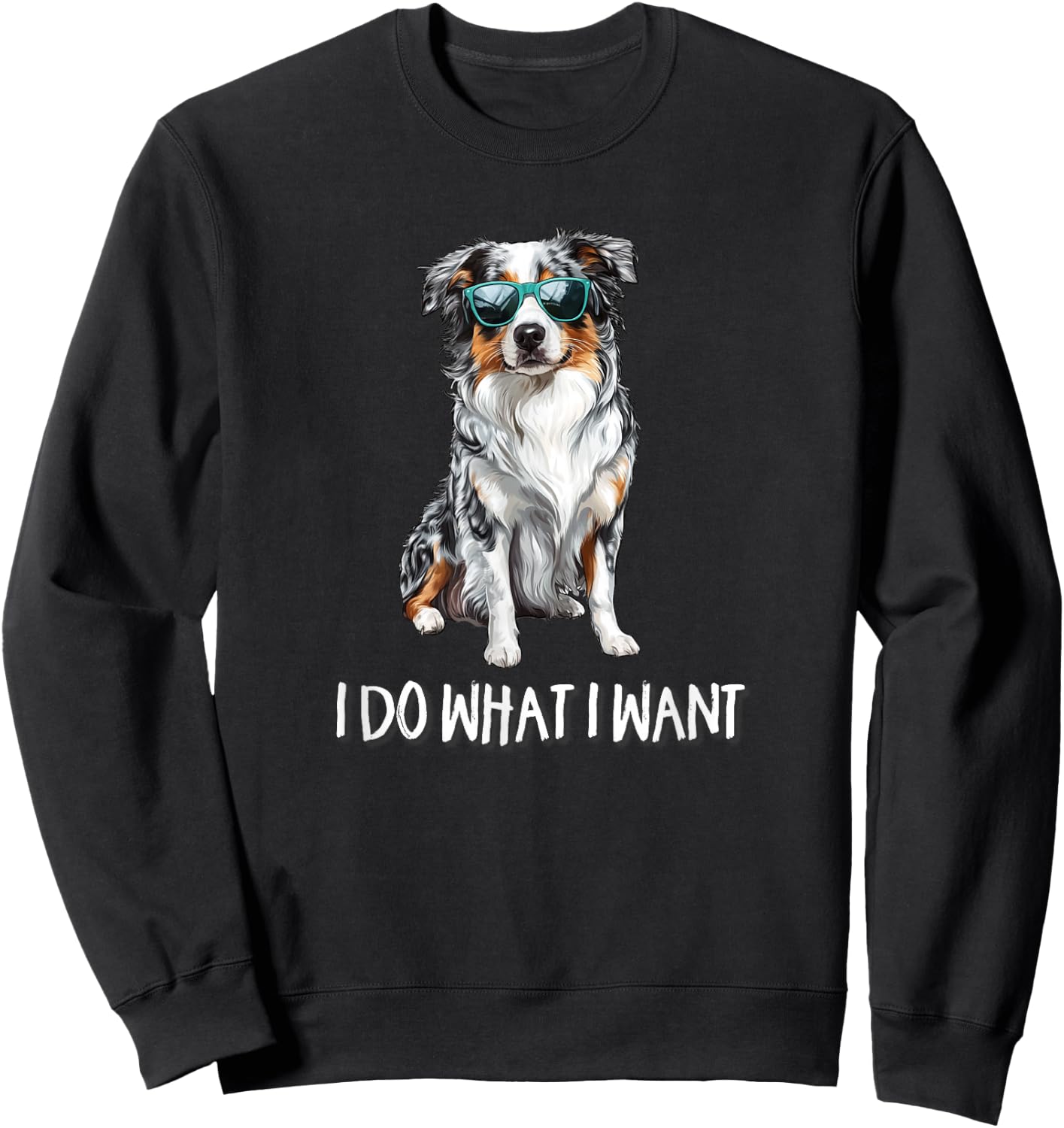 Funny Do What I Want Blue Merle Australian Shepherd Lover Sweatshirt - Sweatshirt | Black