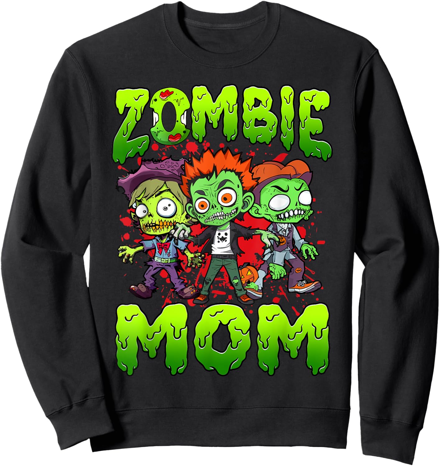 Zombie Mom Halloween Costume Family Matching Sweatshirt - Sweatshirt | Black