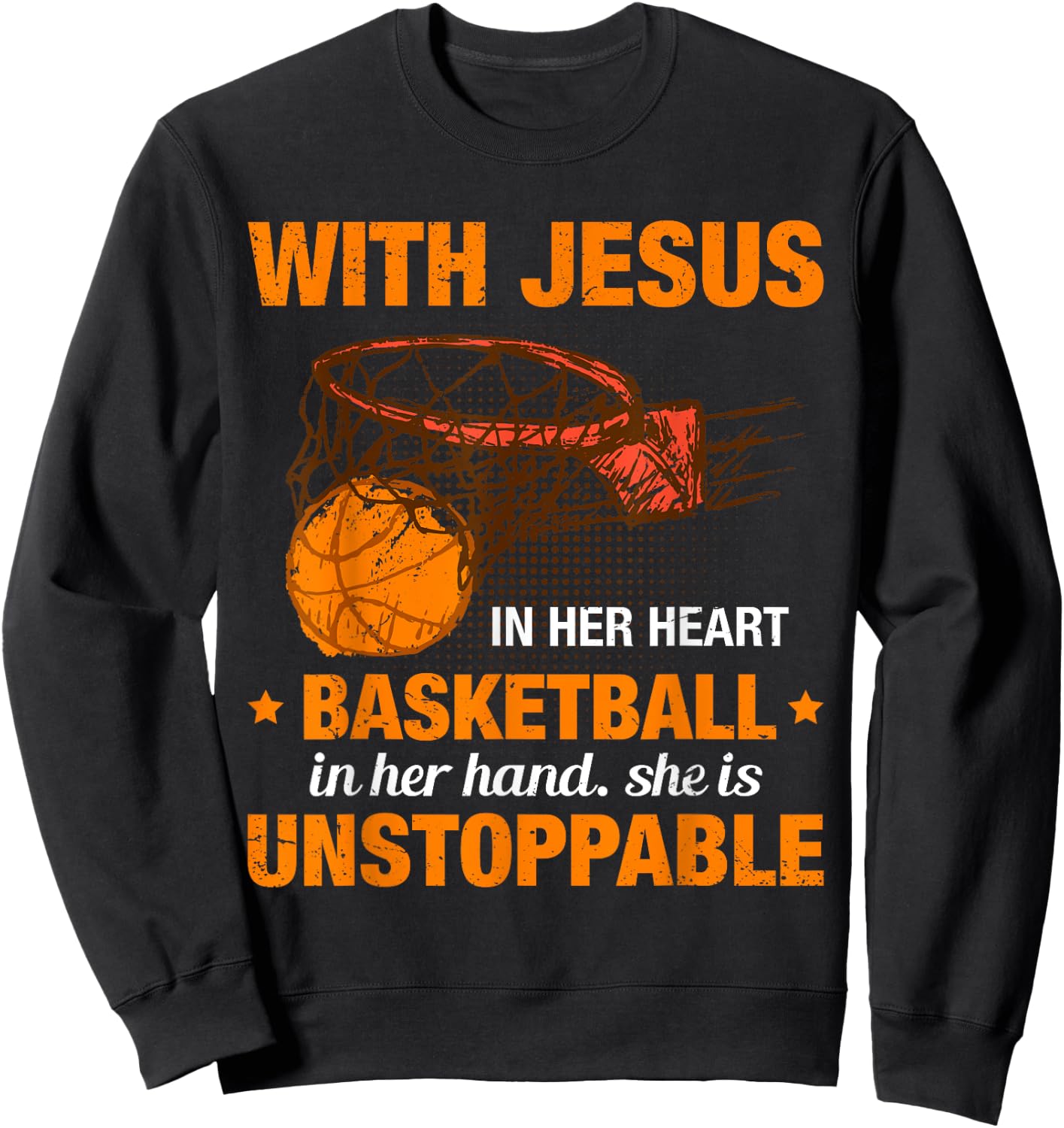 Christian Basketball Girl Religious Jesus Basketball Lover Sweatshirt - Sweatshirt | Black