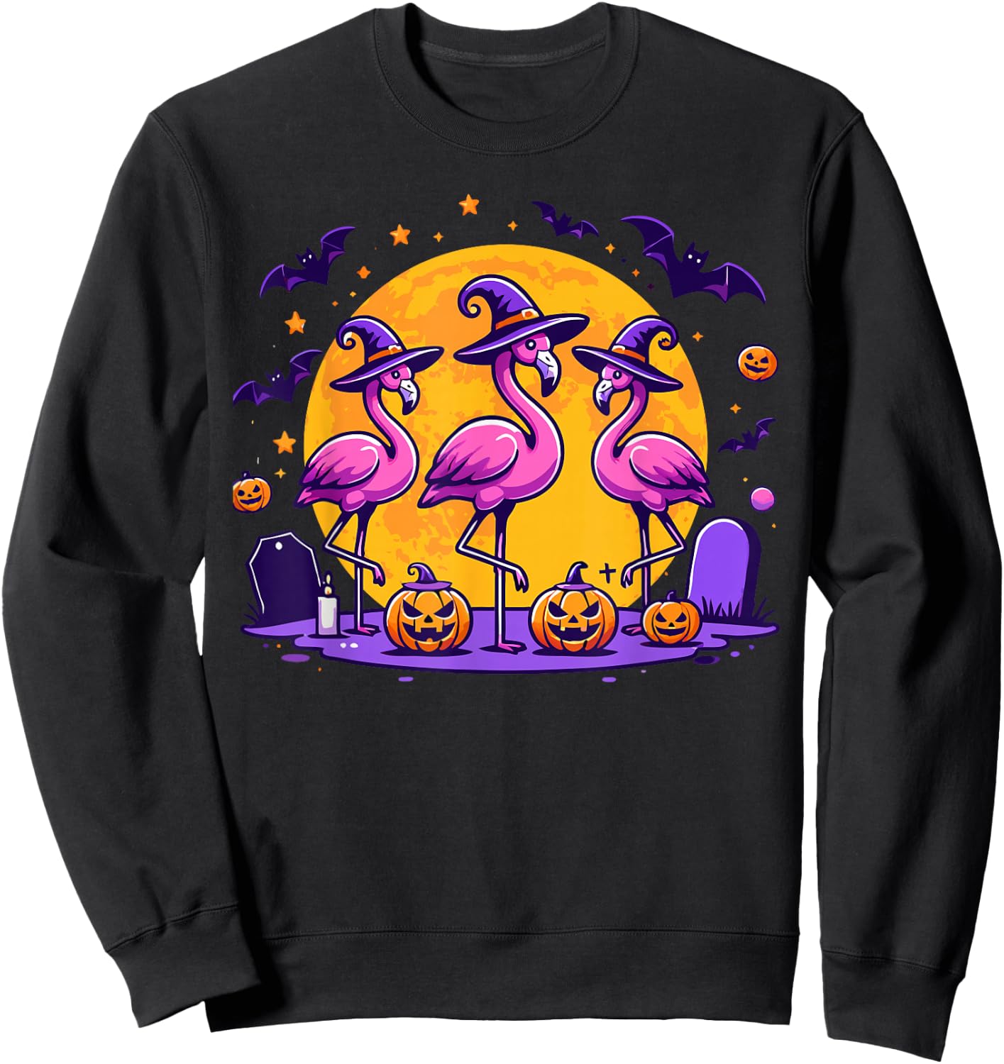 Happy Flamingoween Funny Flamingo Halloween Costume Sweatshirt - Sweatshirt | Black