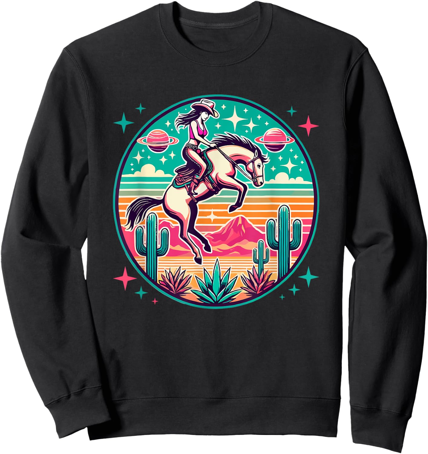 Space Cowgirl Outfit Cosmic Costume Galactic Western Riding Sweatshirt - Sweatshirt | Black
