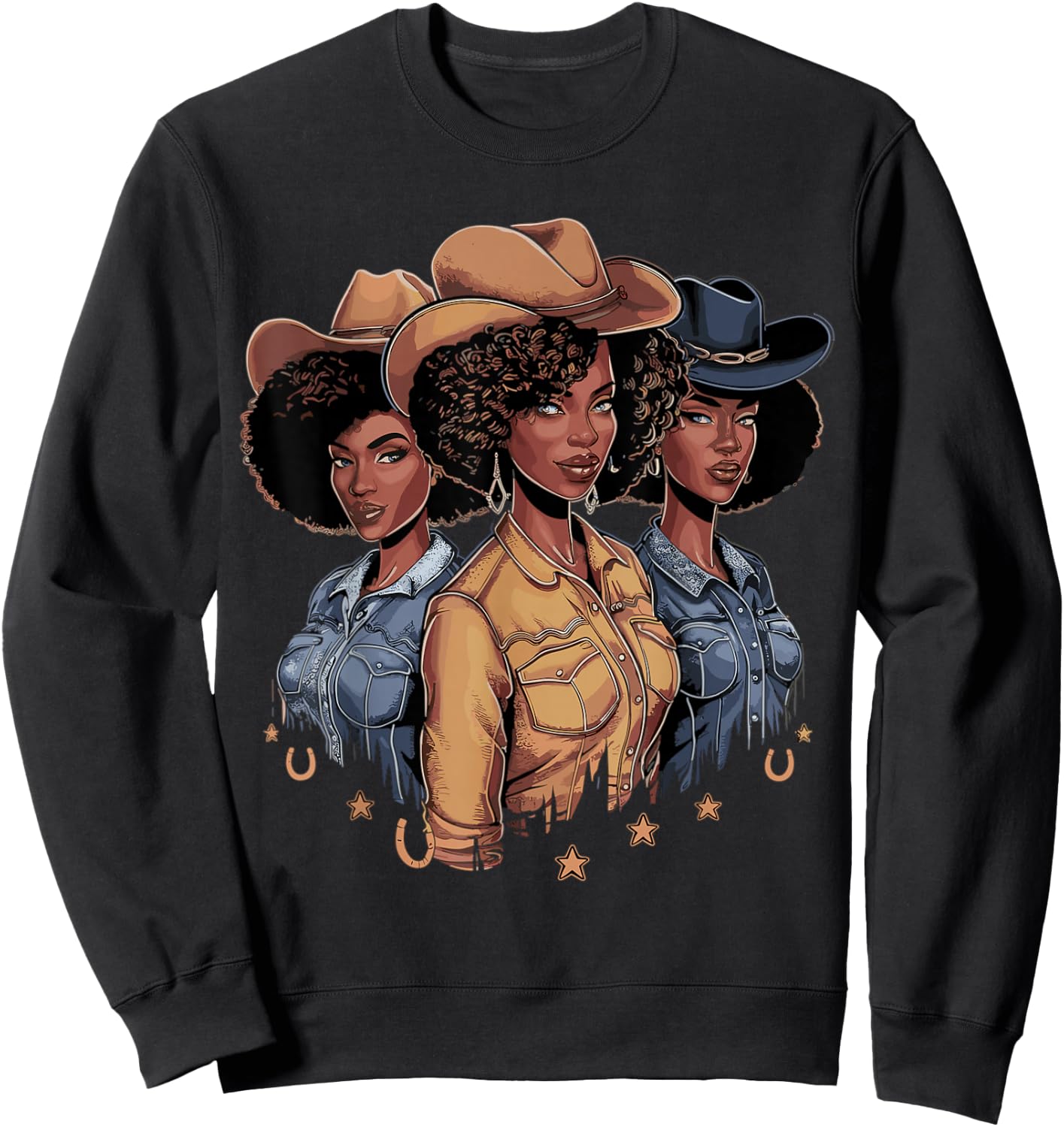 Black Cowgirl Rodeo Melanin Sweatshirt - Sweatshirt | Black