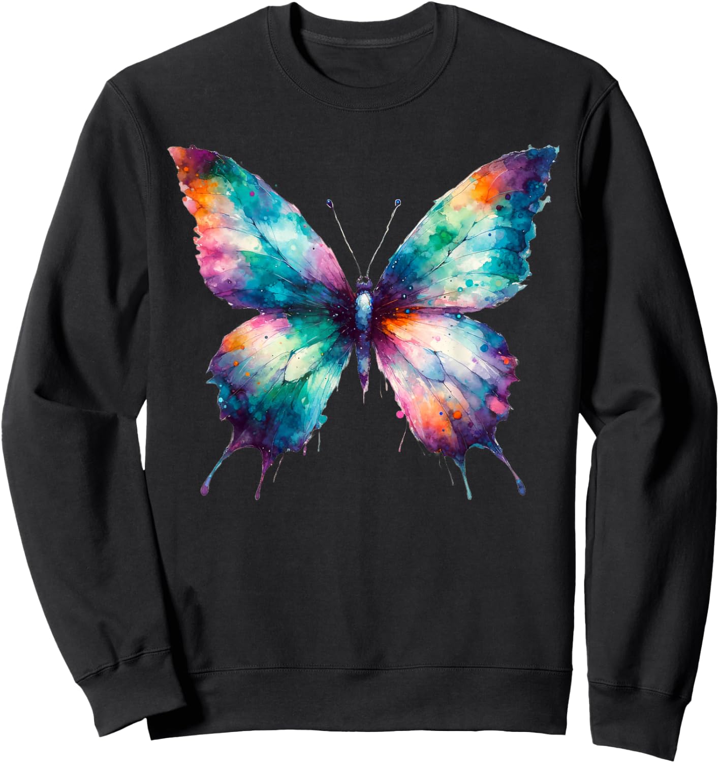Watercolor Butterfly Art Butterflies , Small, Black Sweatshirt - Sweatshirt | Black