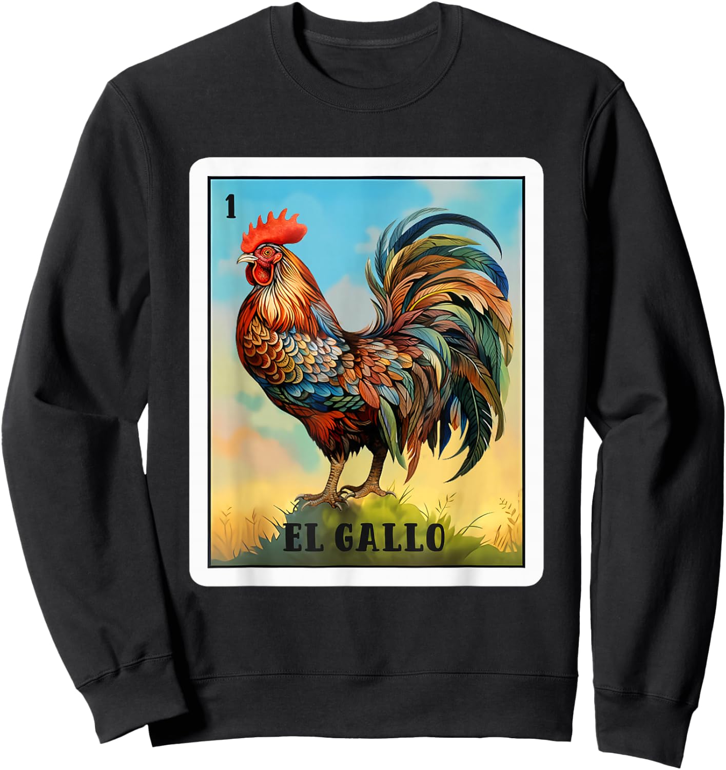 Mexican El Gallo Bingo Card Game Traditional Rooster Card Sweatshirt - Sweatshirt | Black