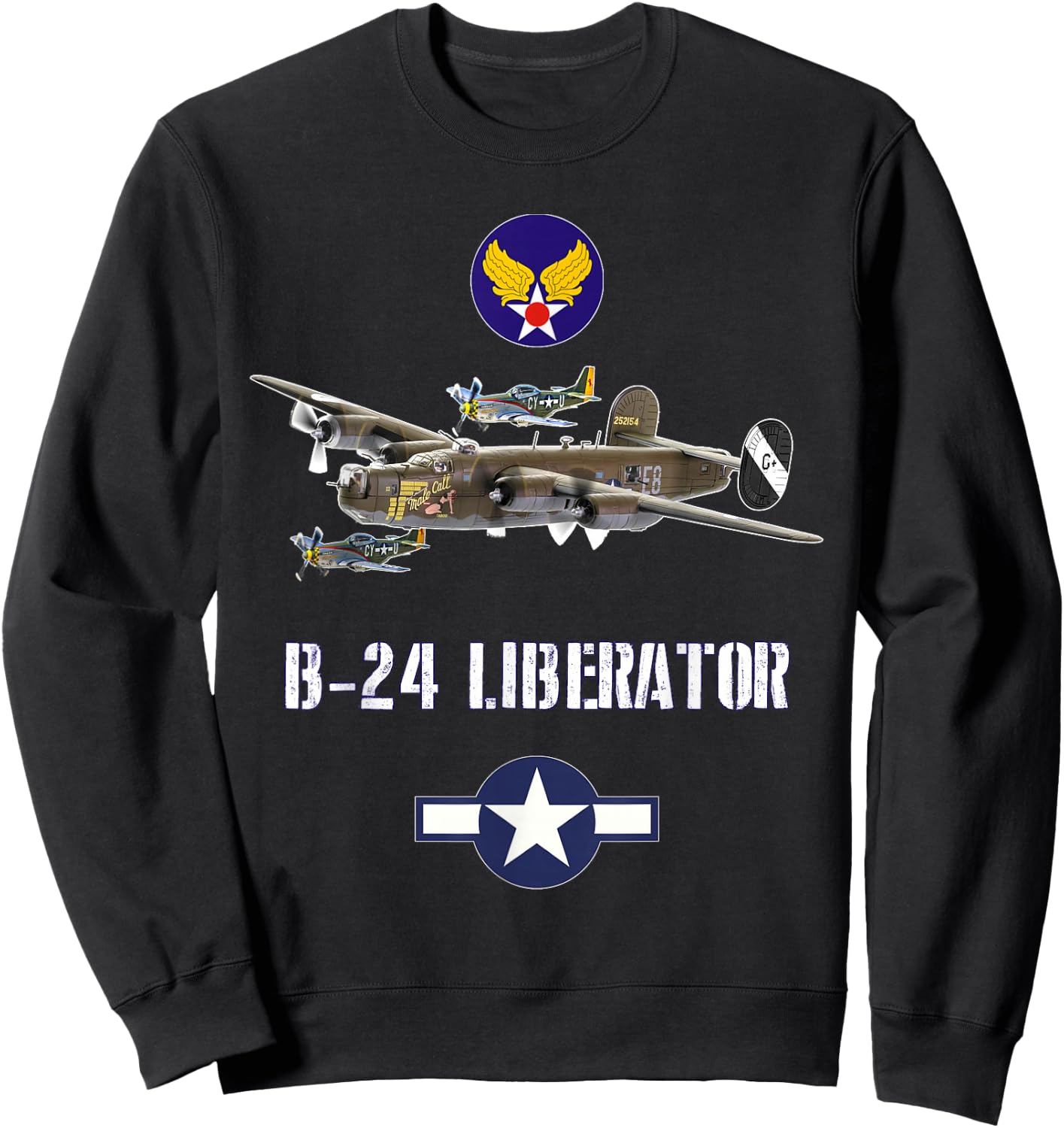USAAF B-24 Liberator WW2 Bomber Airplane Sweatshirt - Sweatshirt | Black