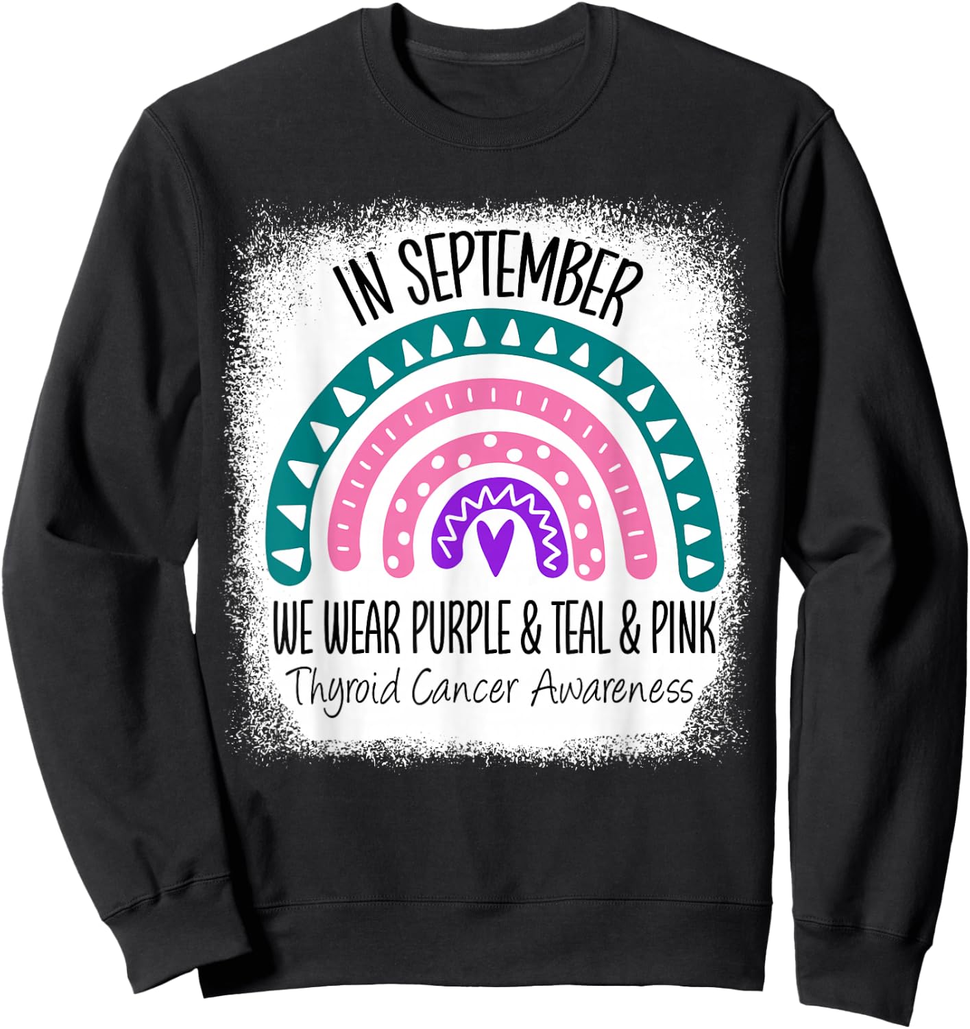 Rainbow September Green Thyroid Cancer Awareness Ribbon Sweatshirt - Sweatshirt | Black