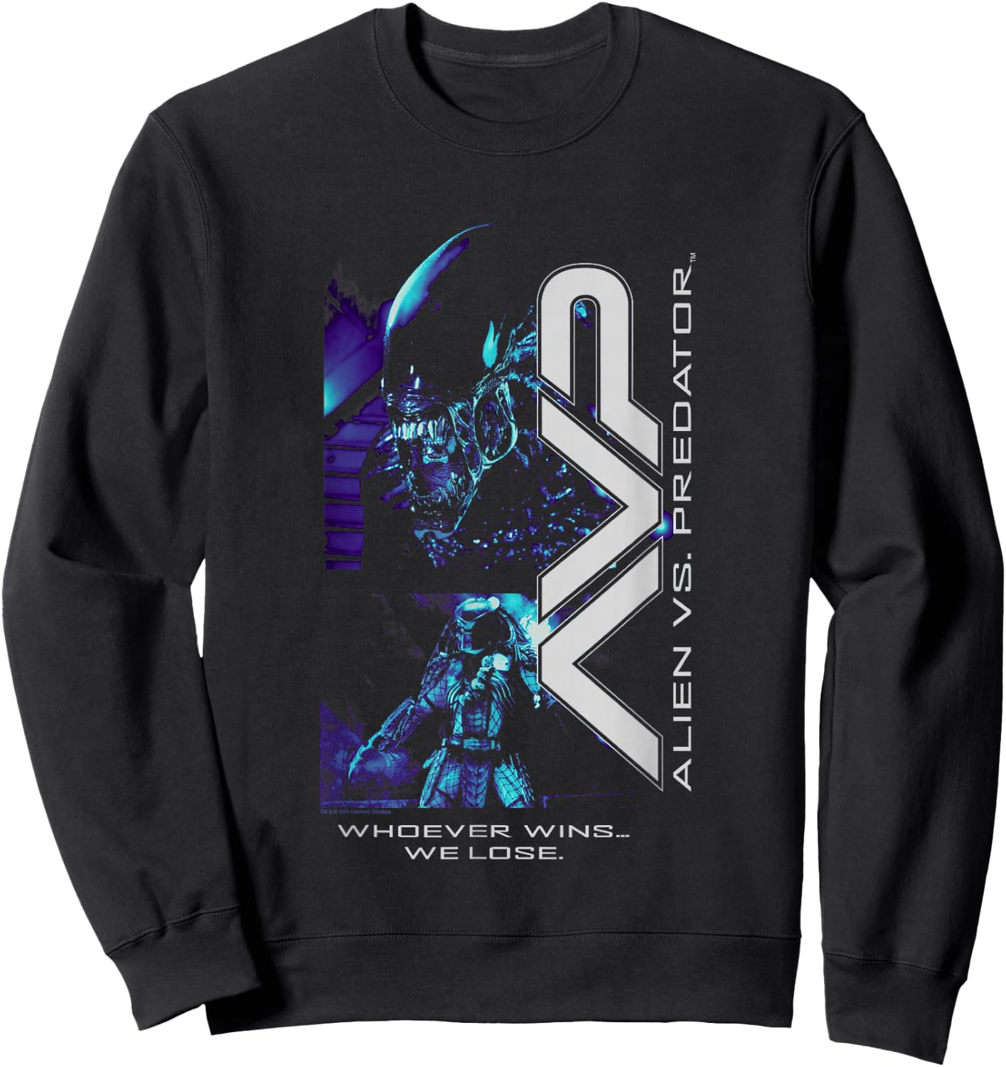 Alien vs Predator Whoever Wins… We Lose Big Chest Portrait Sweatshirt - Sweatshirt | Black