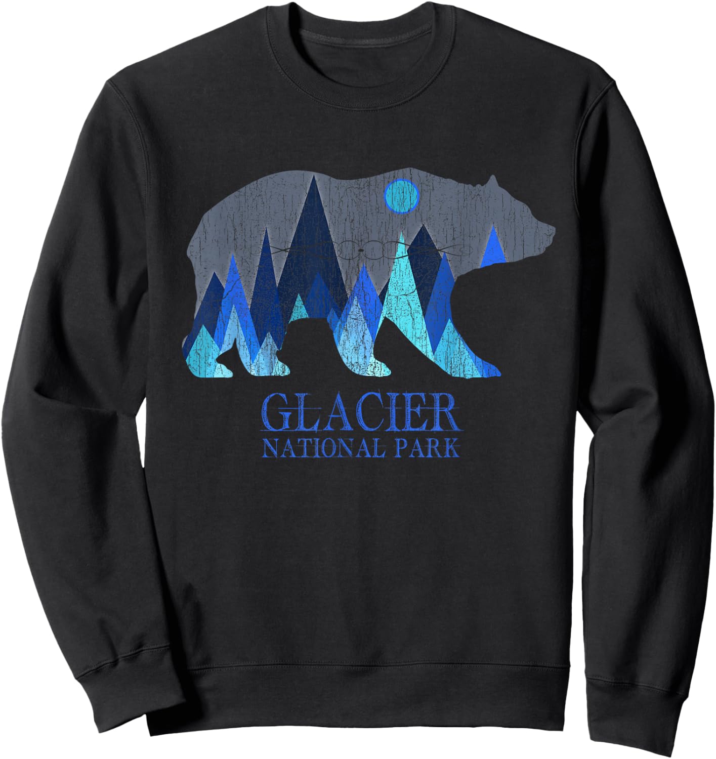Retro Glacier Grizzly Bear Glacier National Park Small Sweatshirt - Sweatshirt | Black