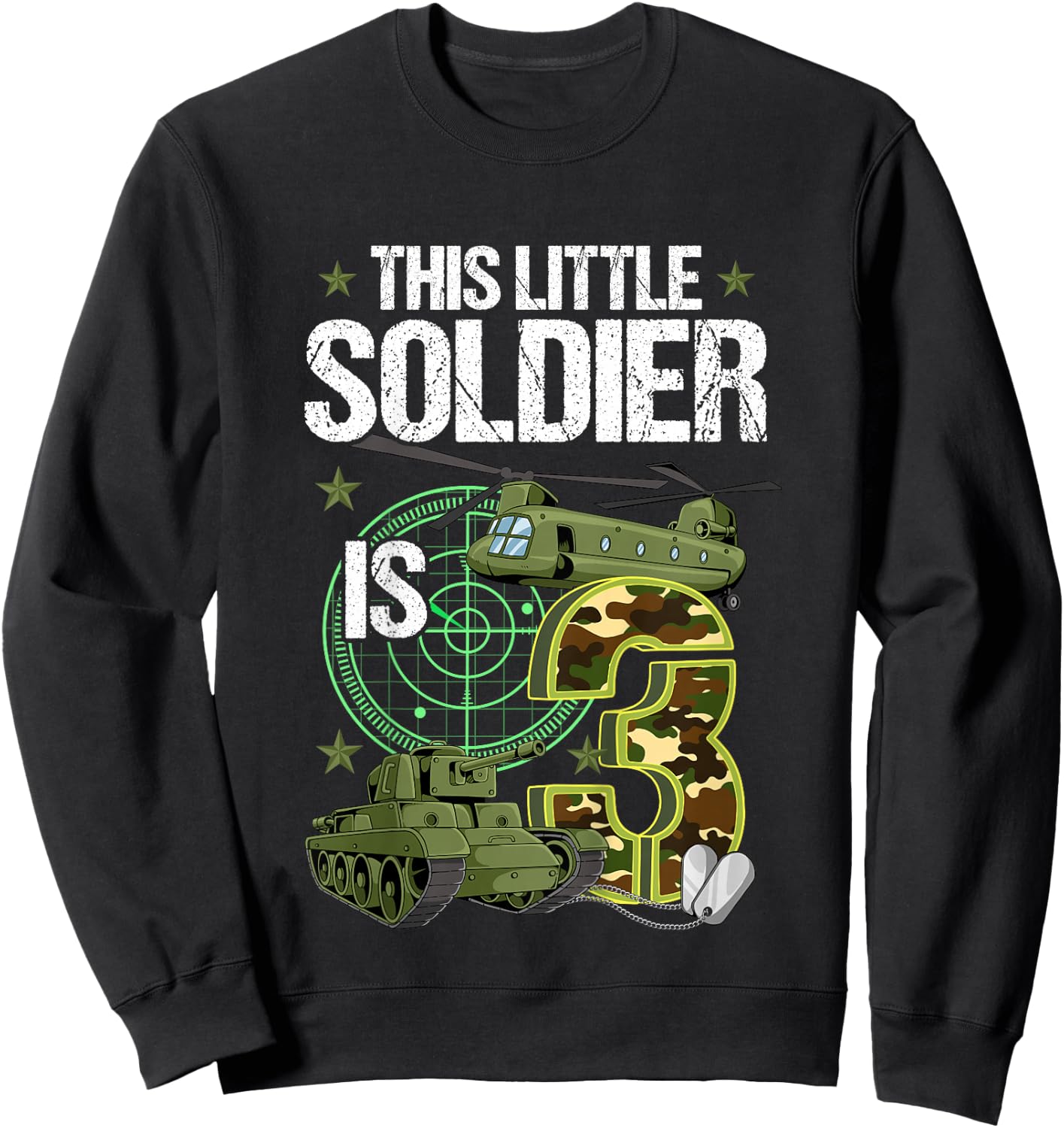 Kids 3rd Birthday Army Sweatshirt - Sweatshirt | Black