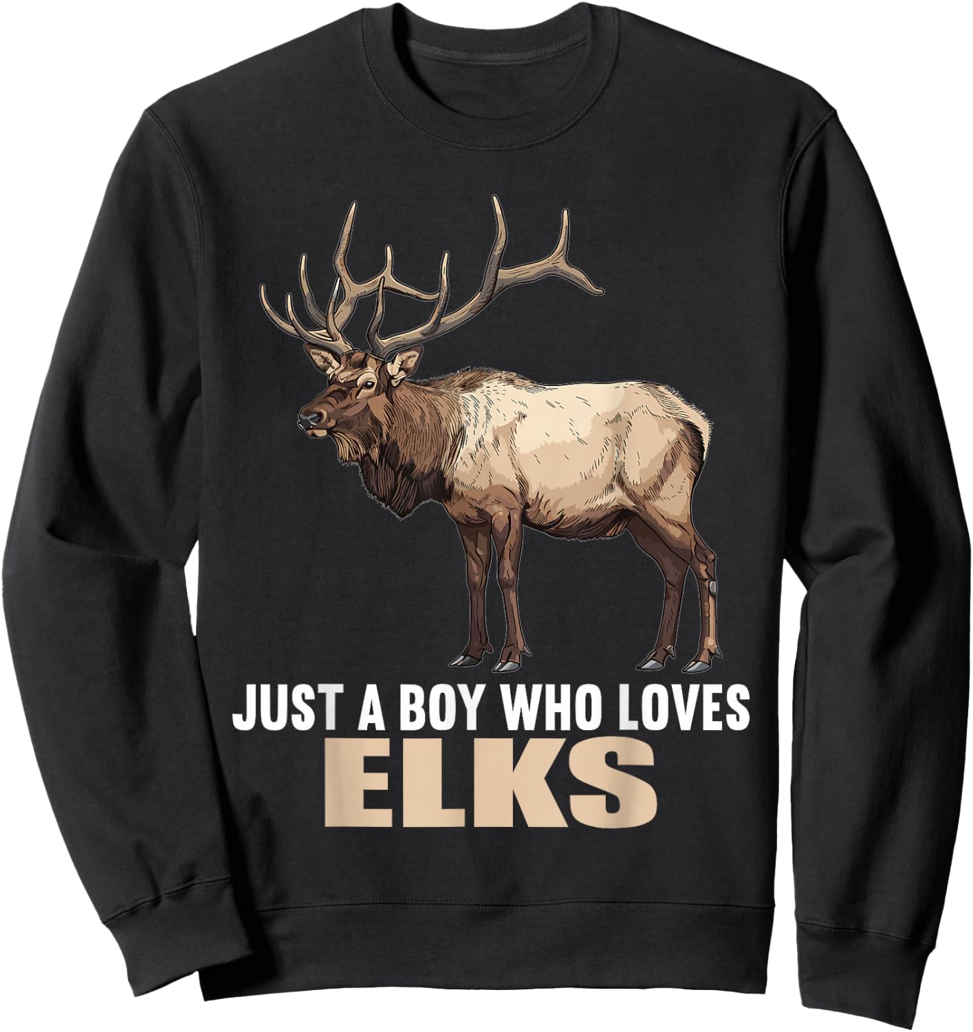 Just a Boy who loves Elks. Elks Elk Sweatshirt - Sweatshirt | Black