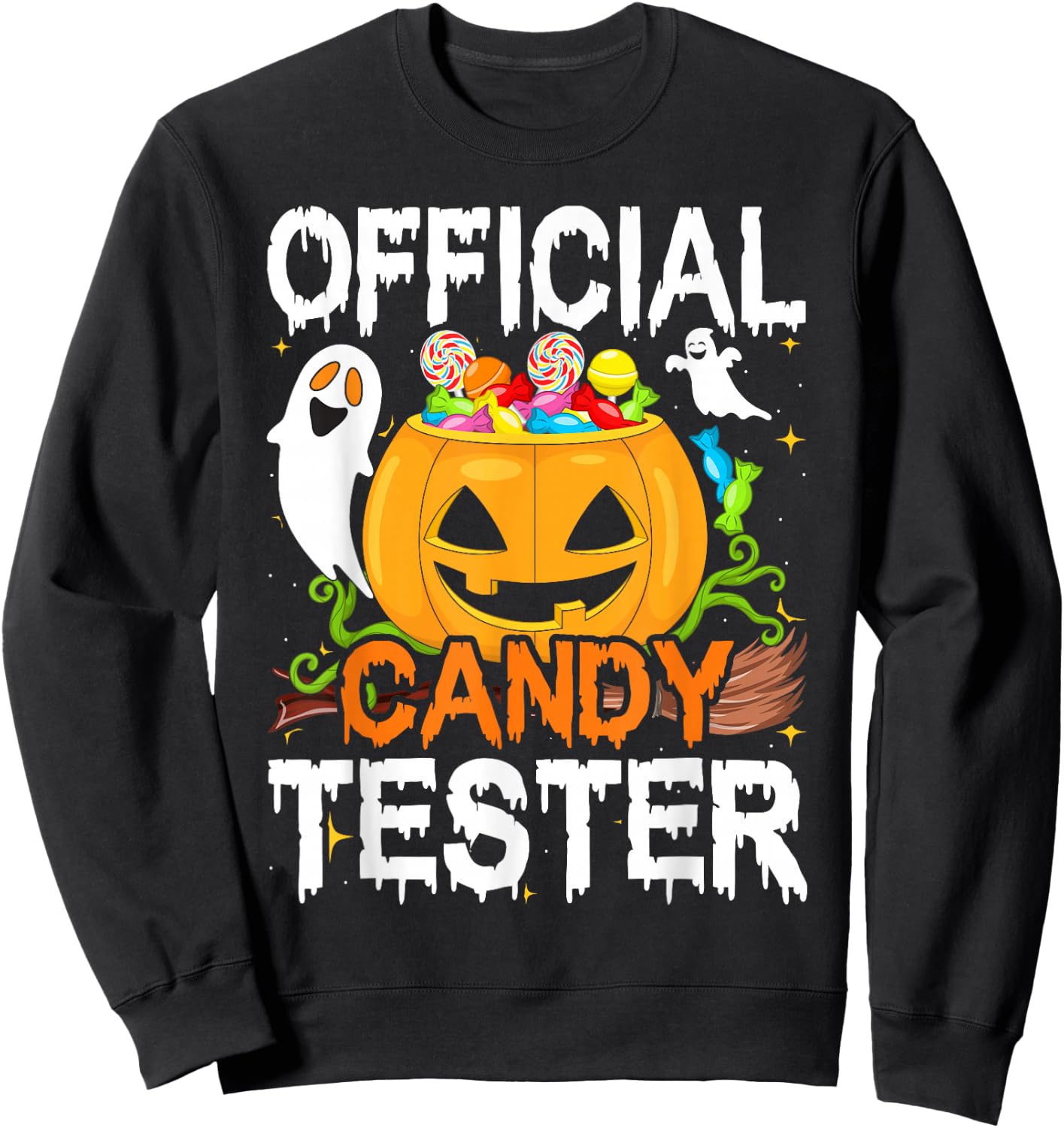 Halloween Party, Halloween Pumpkin Official Candy Tester Sweatshirt - Sweatshirt | Black