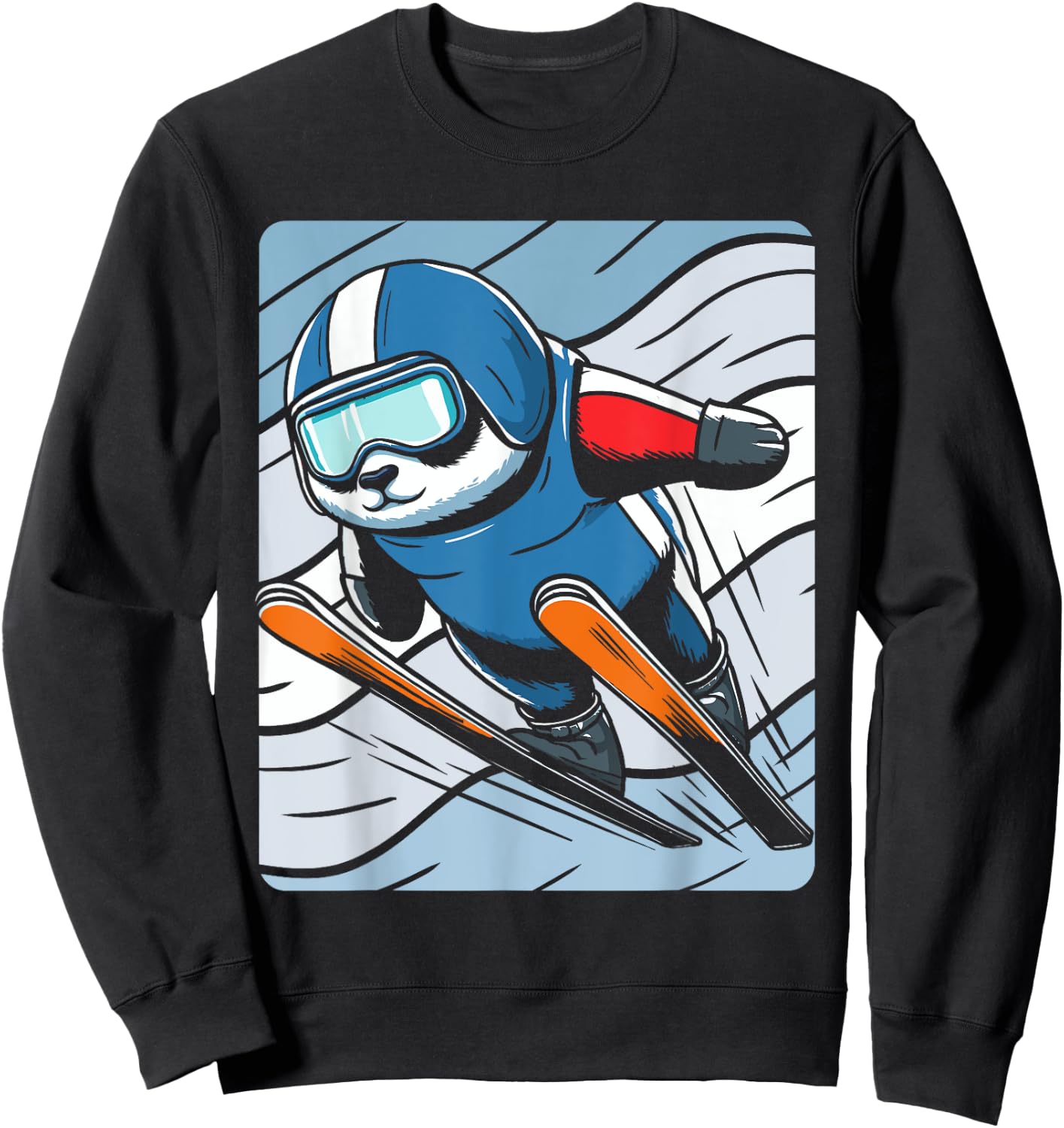 Ski Jumping Skiing Panda Nordic Jumping Sweatshirt - Sweatshirt | Black