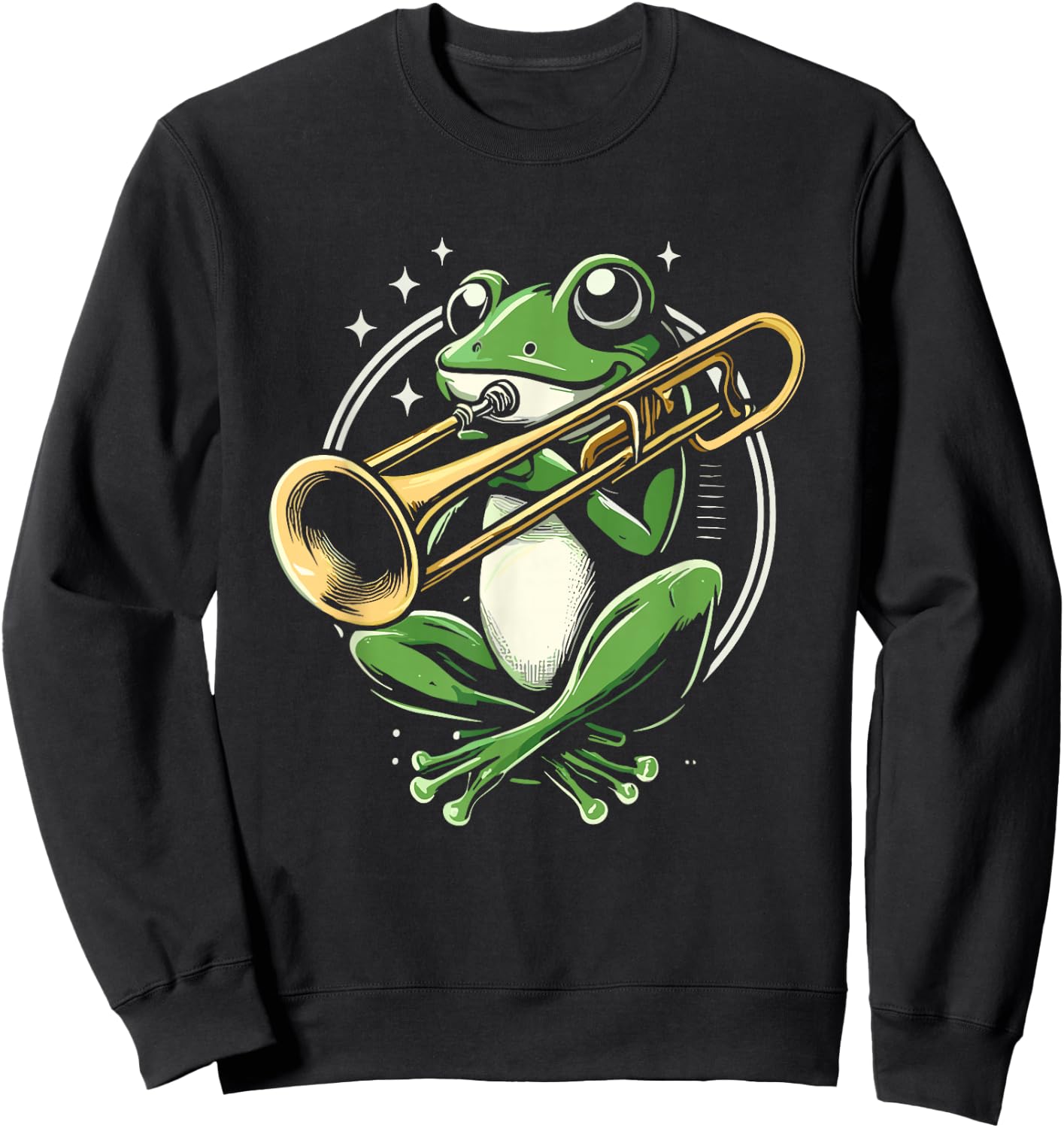 Frog Trombone Player Sweatshirt - Sweatshirt | Black