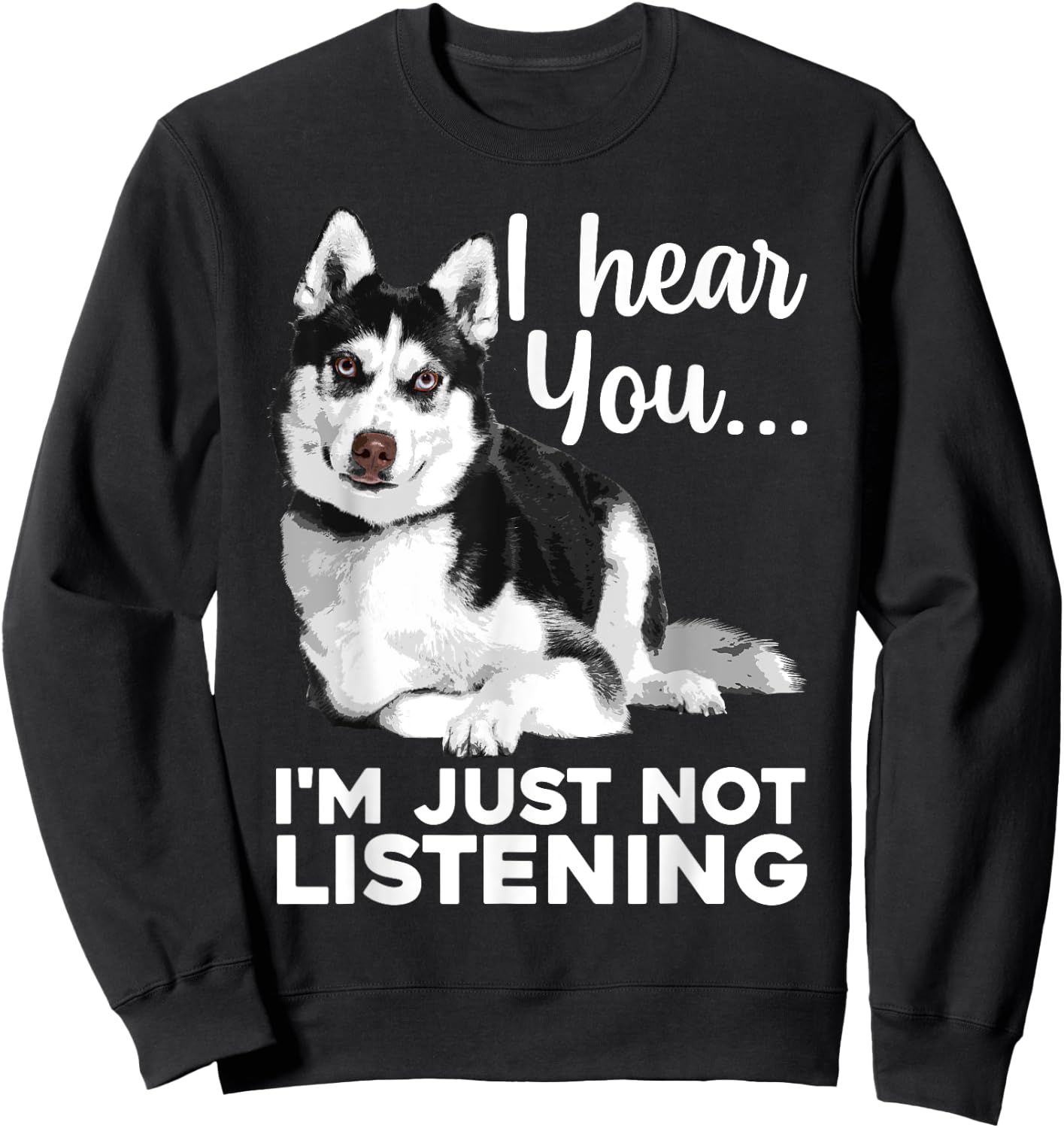 Funny Husky Dog Art Women Kids Siberian Husky Lover Sweatshirt - Sweatshirt | Black
