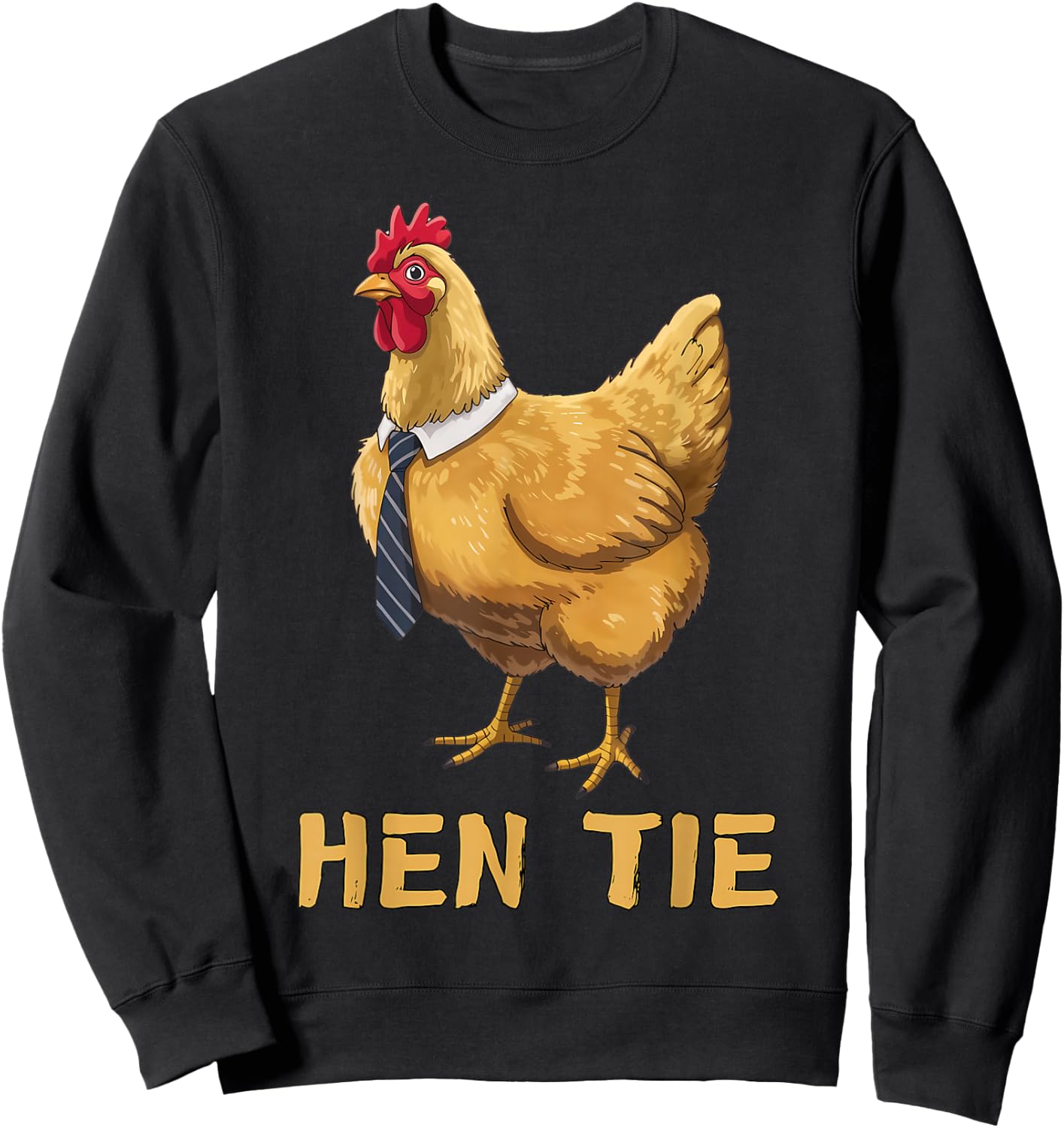 Hen Tie Funny Chicken Anime Lover Shirts Humor Graphic Sweatshirt - Sweatshirt | Black