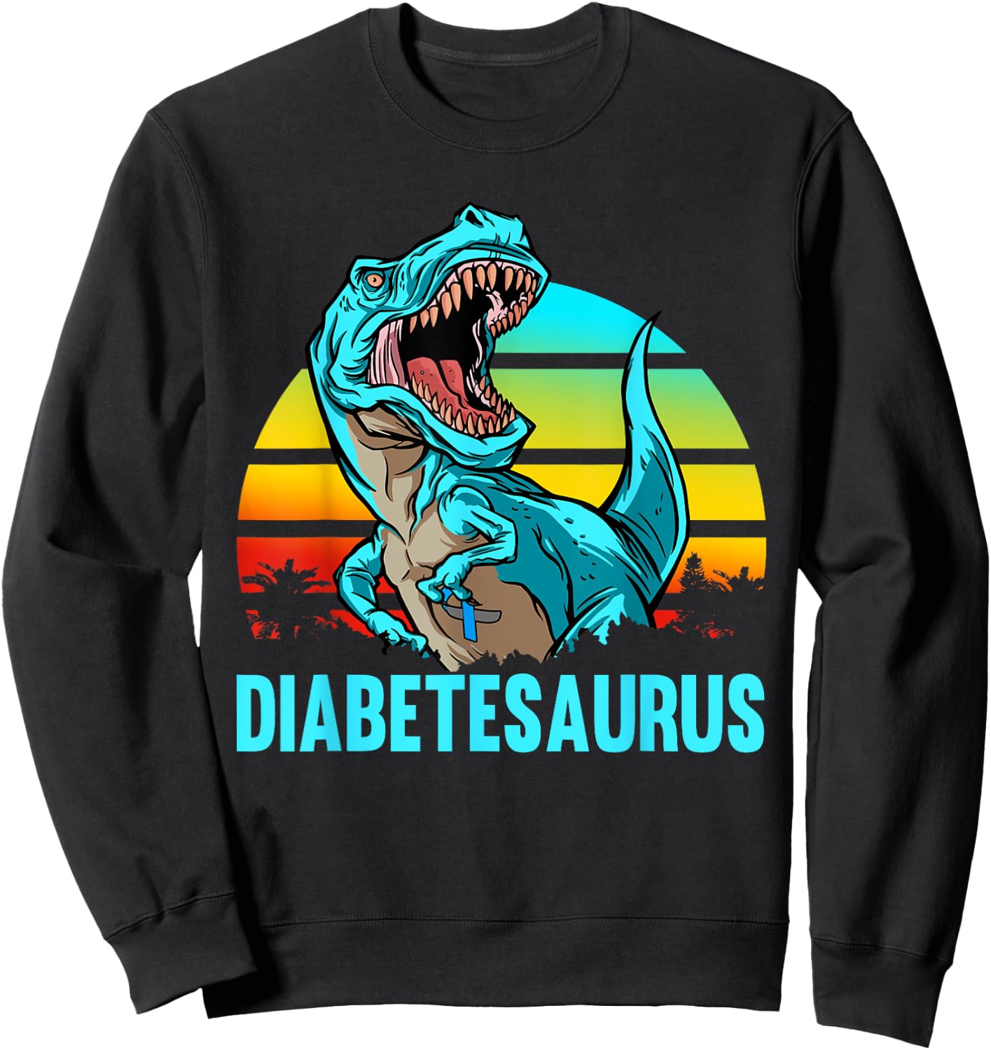 Diabetesaurus T-Rex Dinosaur Diabetic Diabetes Awareness Sweatshirt - Sweatshirt | Black