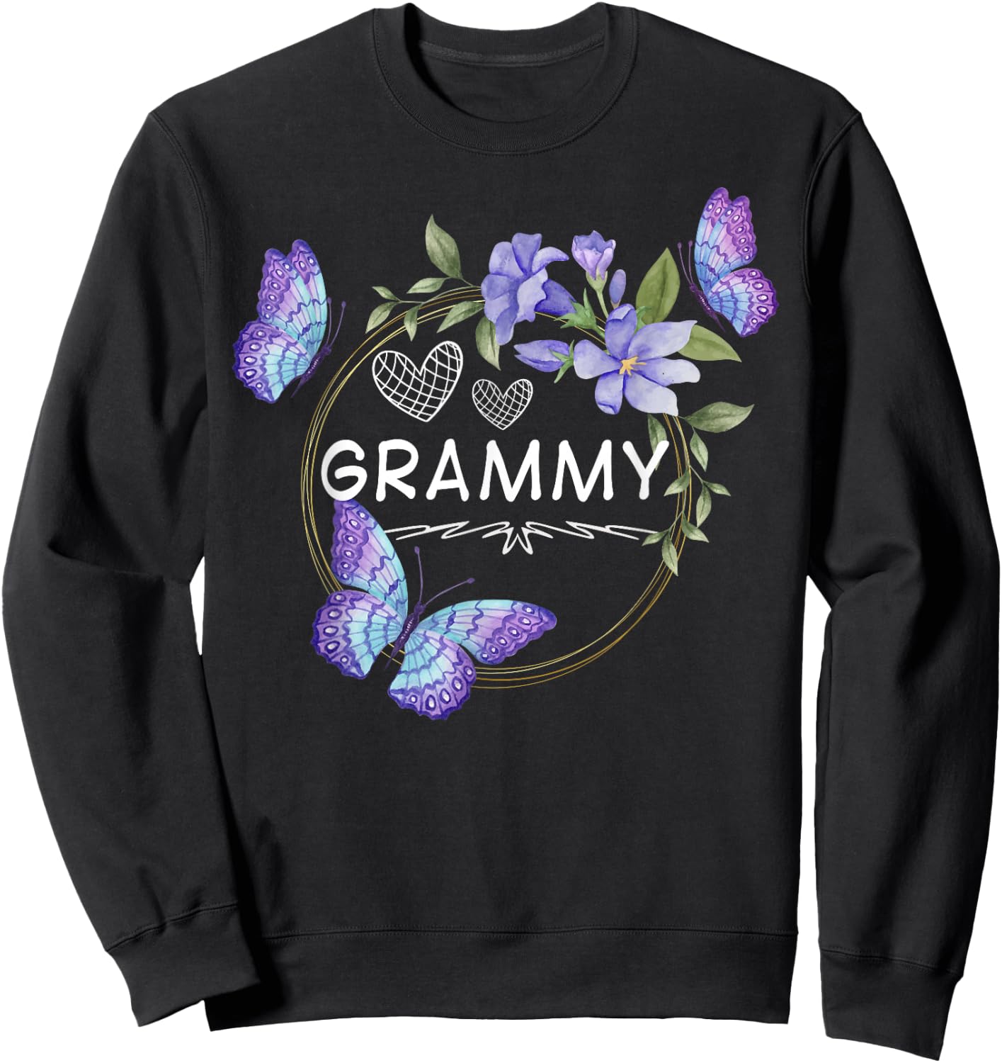 Grammy shirt with butterflies Mother's Day Sweatshirt - Sweatshirt | Black