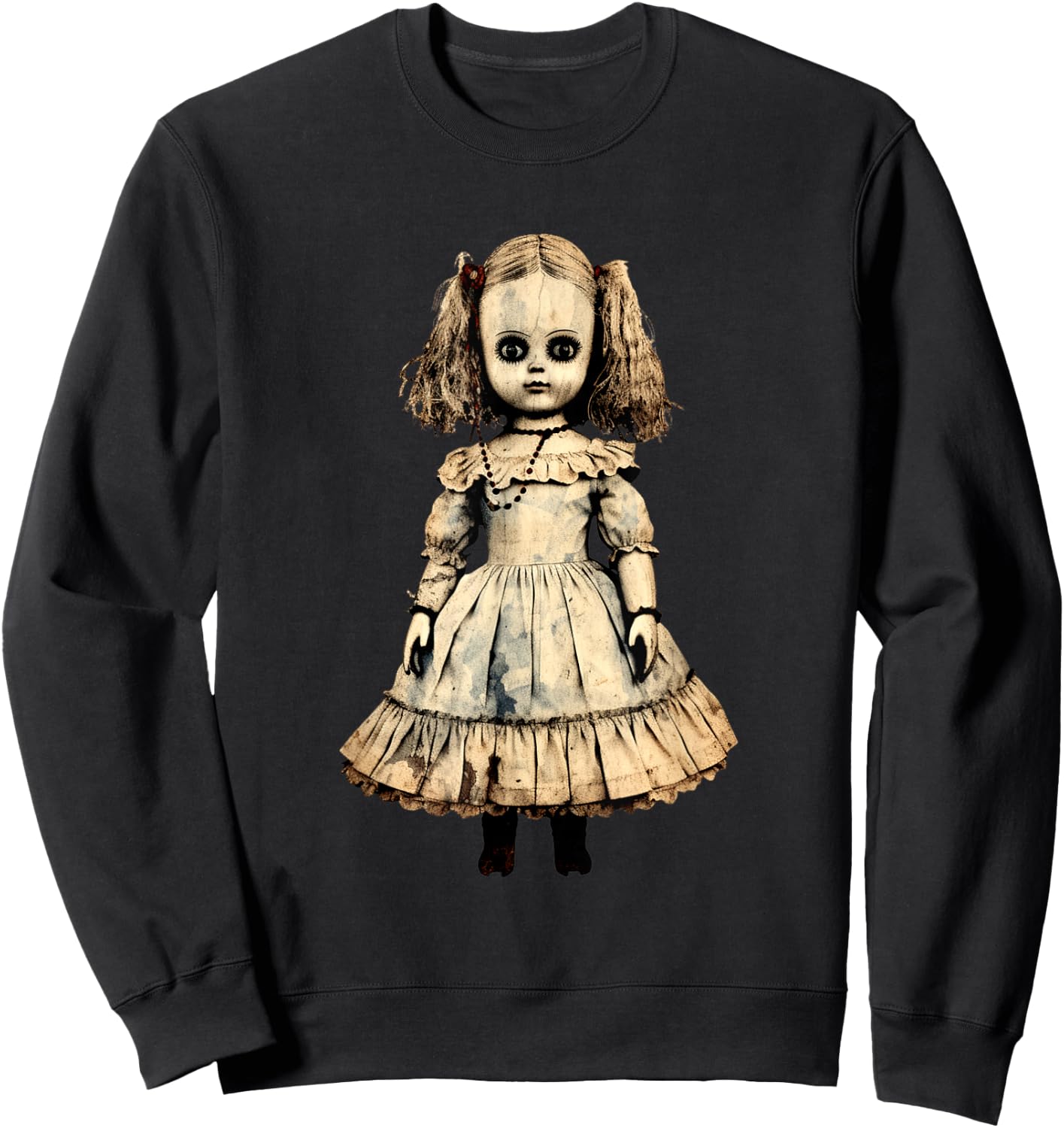 Vintage Scary Horror Doll Supernatural Gothic Sweatshirt - Sweatshirt | Black