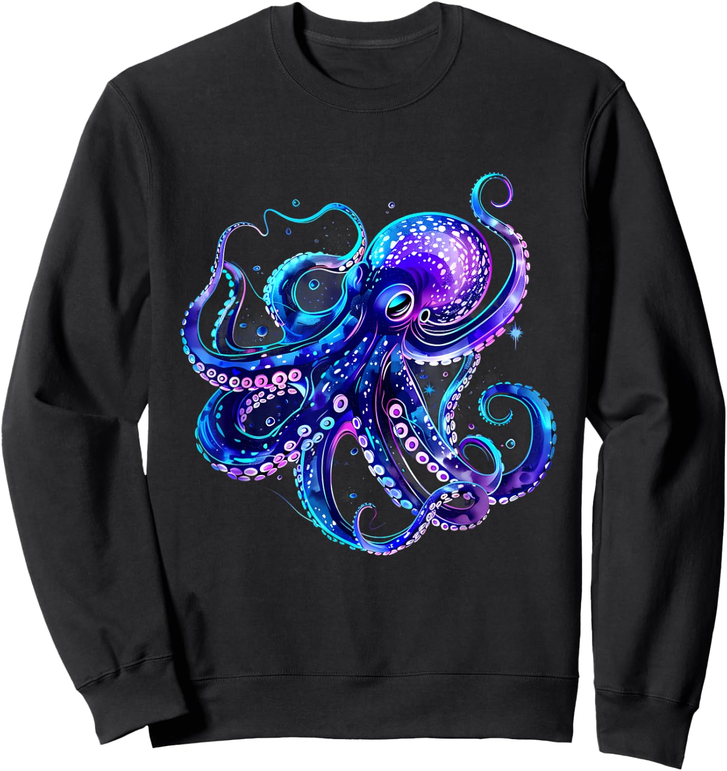 Octopus Artwork Sea Ocean Animal Lover Motif Sea Creature Sweatshirt - Sweatshirt | Black