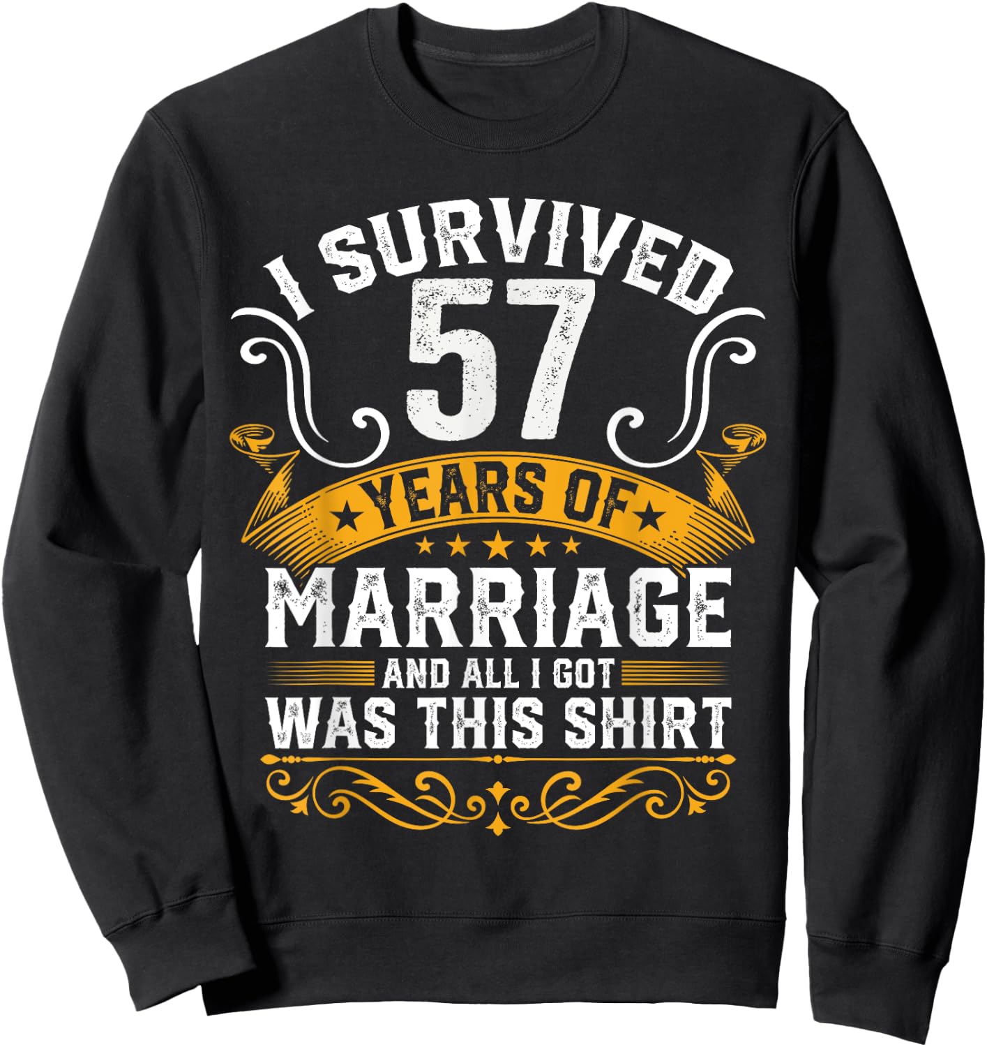 57th Wedding Anniversary shirt Couples Husband Wife 57 Years Sweatshirt - Sweatshirt | Black