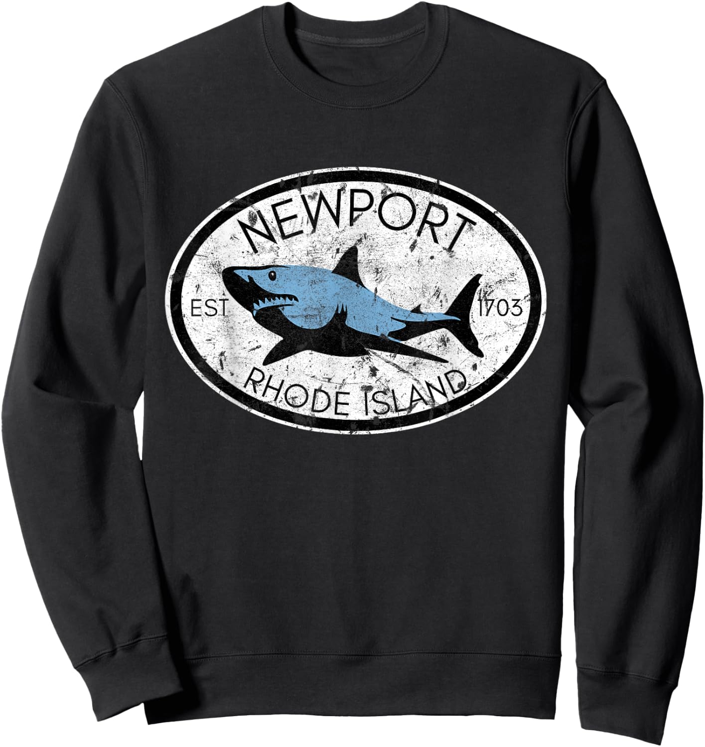 Newport Rhode Island Fishing Shark Fish Beach Vintage Women Kids Sweatshirt - Sweatshirt | Black