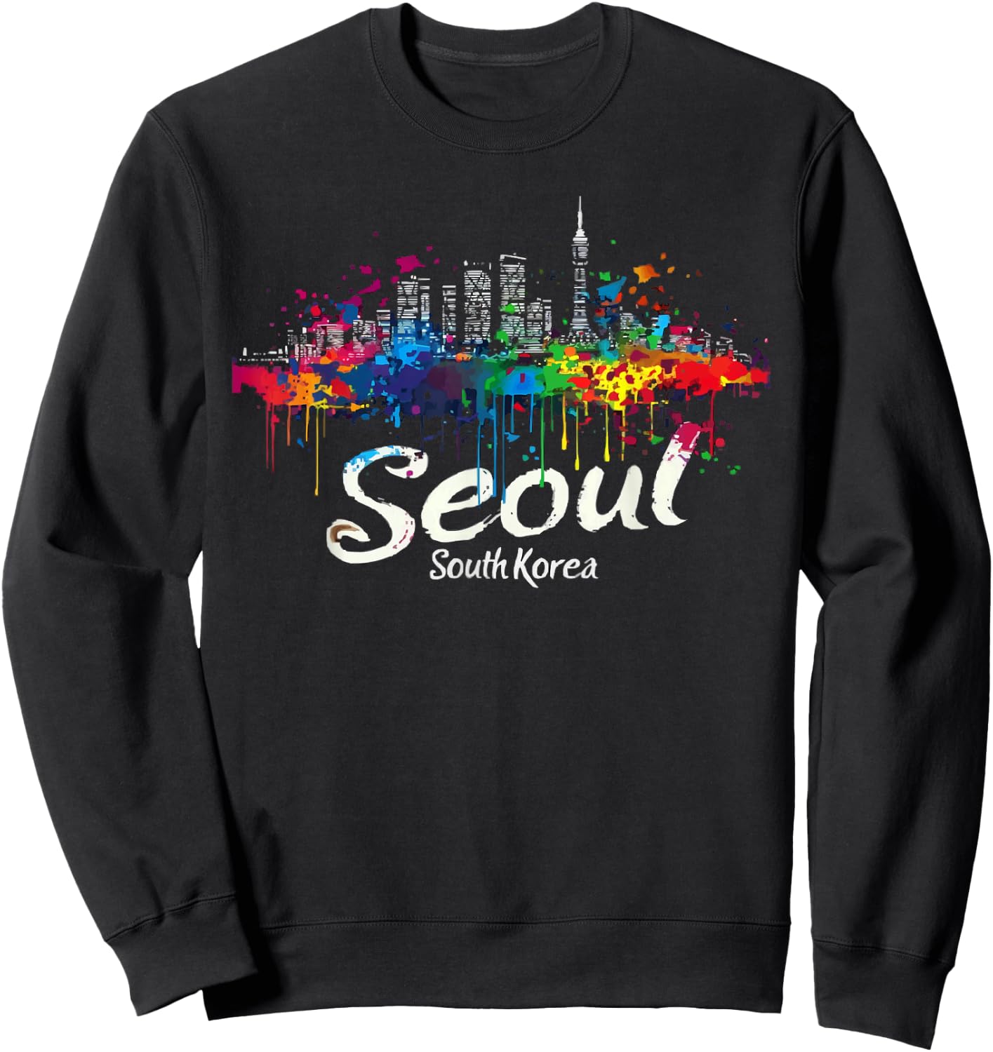 Seoul South Korea Travel Vacation Saranghae I Love Seoul Sweatshirt - Sweatshirt | Black