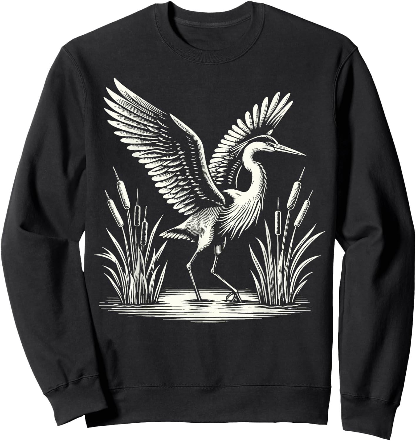 Heron Bird Birding Sweatshirt - Sweatshirt | Black