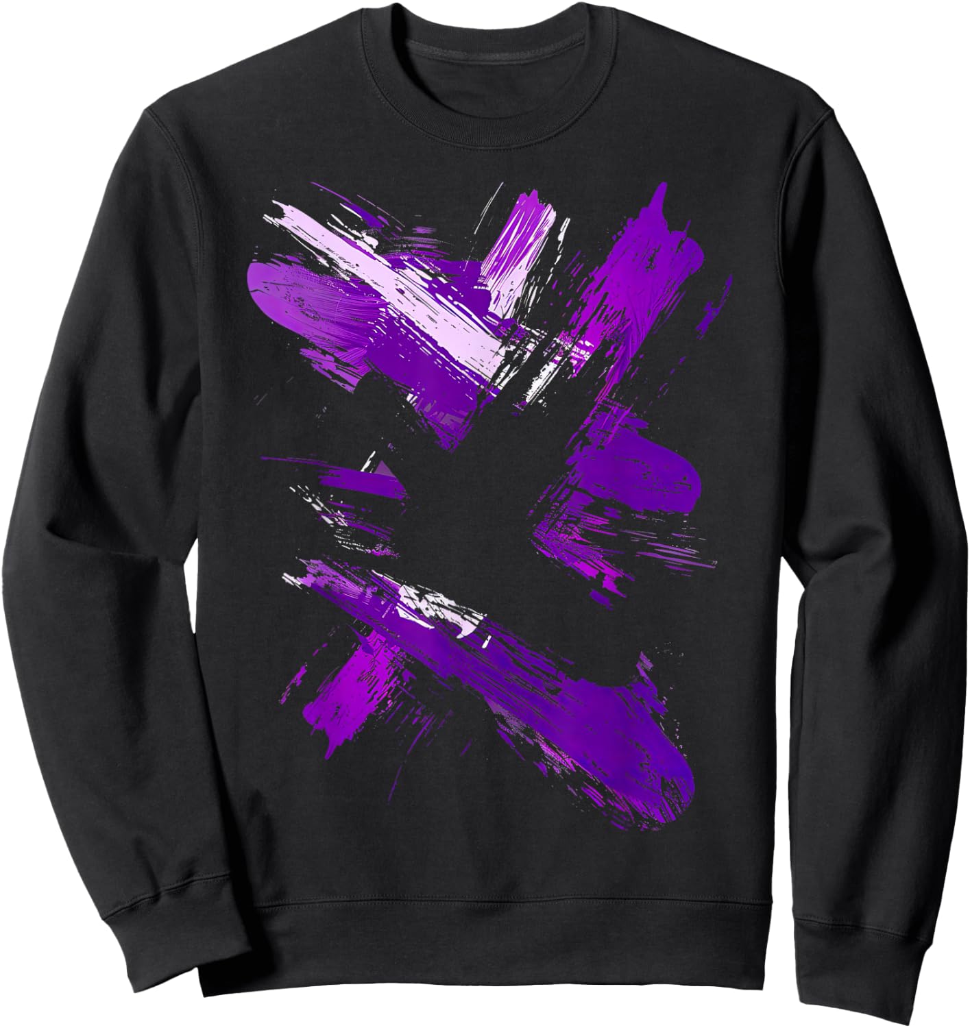 Purple And Black Brush Strokes Sweatshirt - Sweatshirt | Black