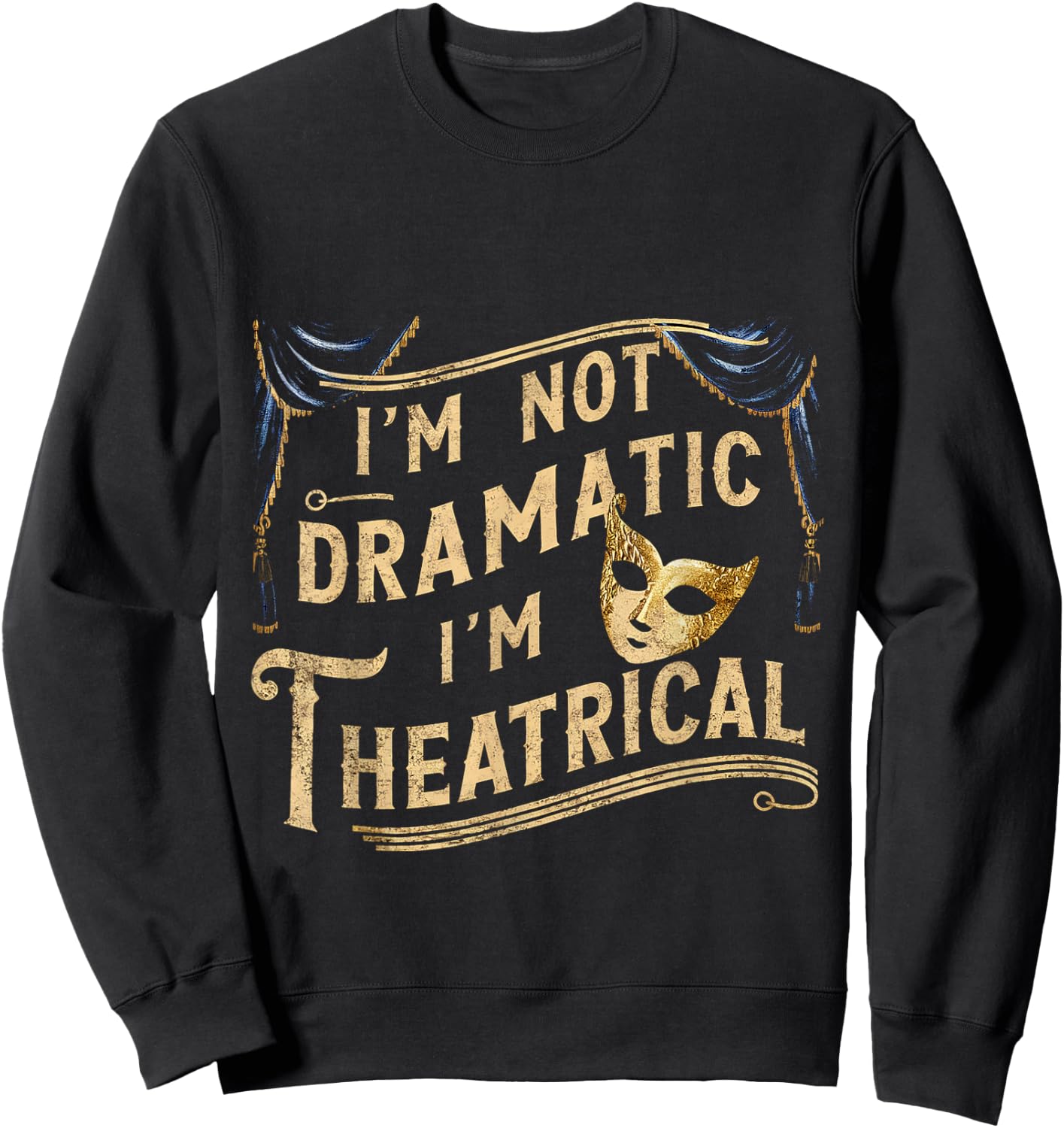 Theatre FH -Adult Black Modern Classic Dramatic - Small - Short Sleeve - Cotton Blend - Machine Wash Sweatshirt - Sweatshirt | Black