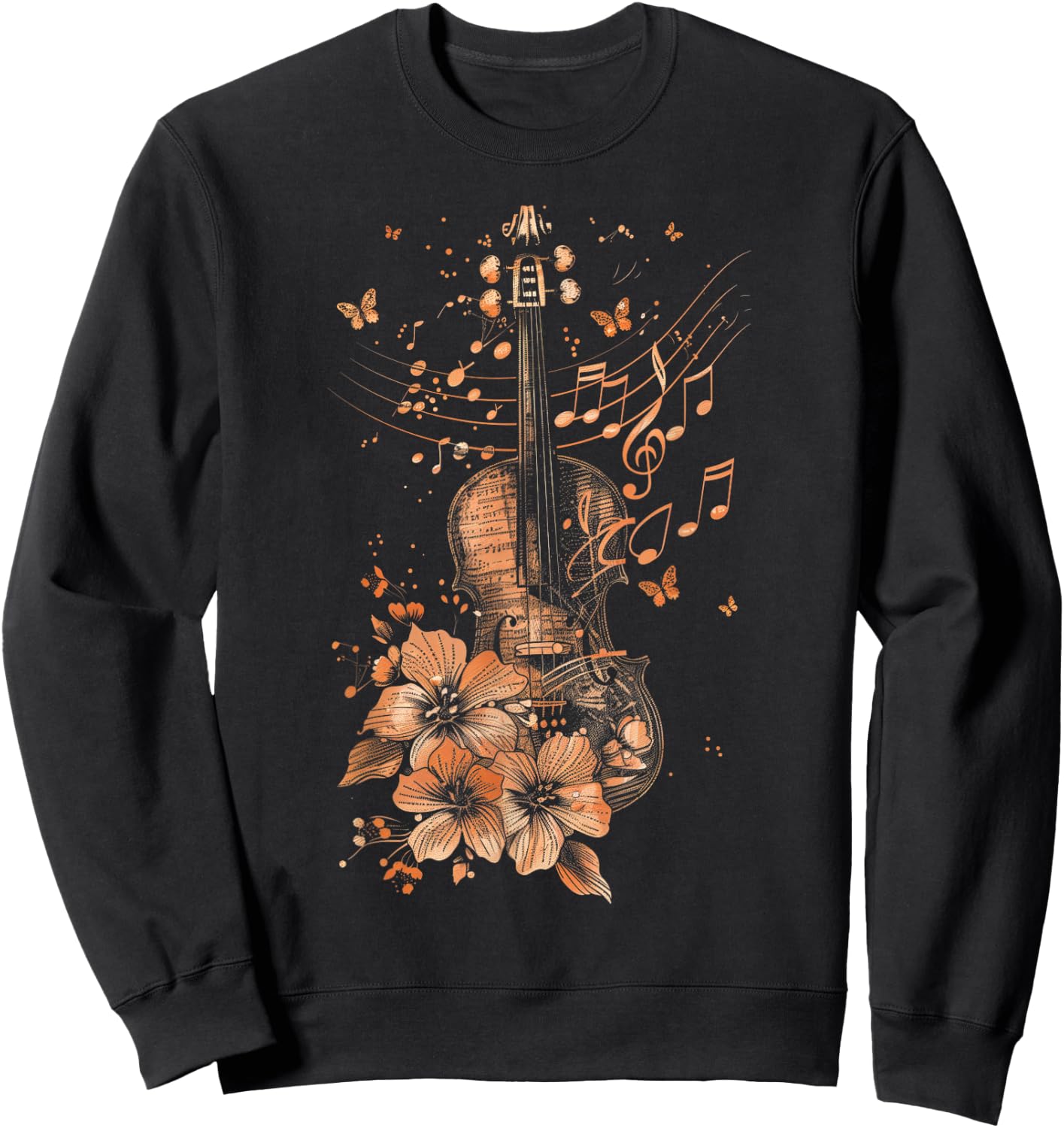 Violin Player Classical Music Notes Orchestra Violinist Sweatshirt - Sweatshirt | Black