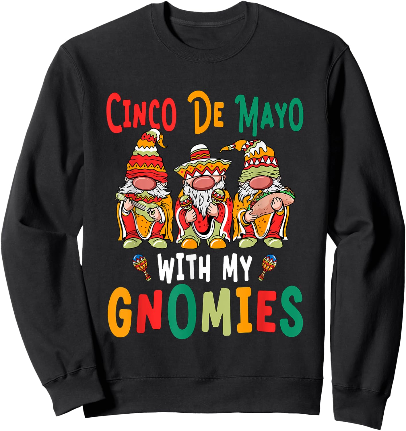Mexico Holiday Children Gnome Cingo De Mayo With My Cnomies Sweatshirt - Sweatshirt | Black