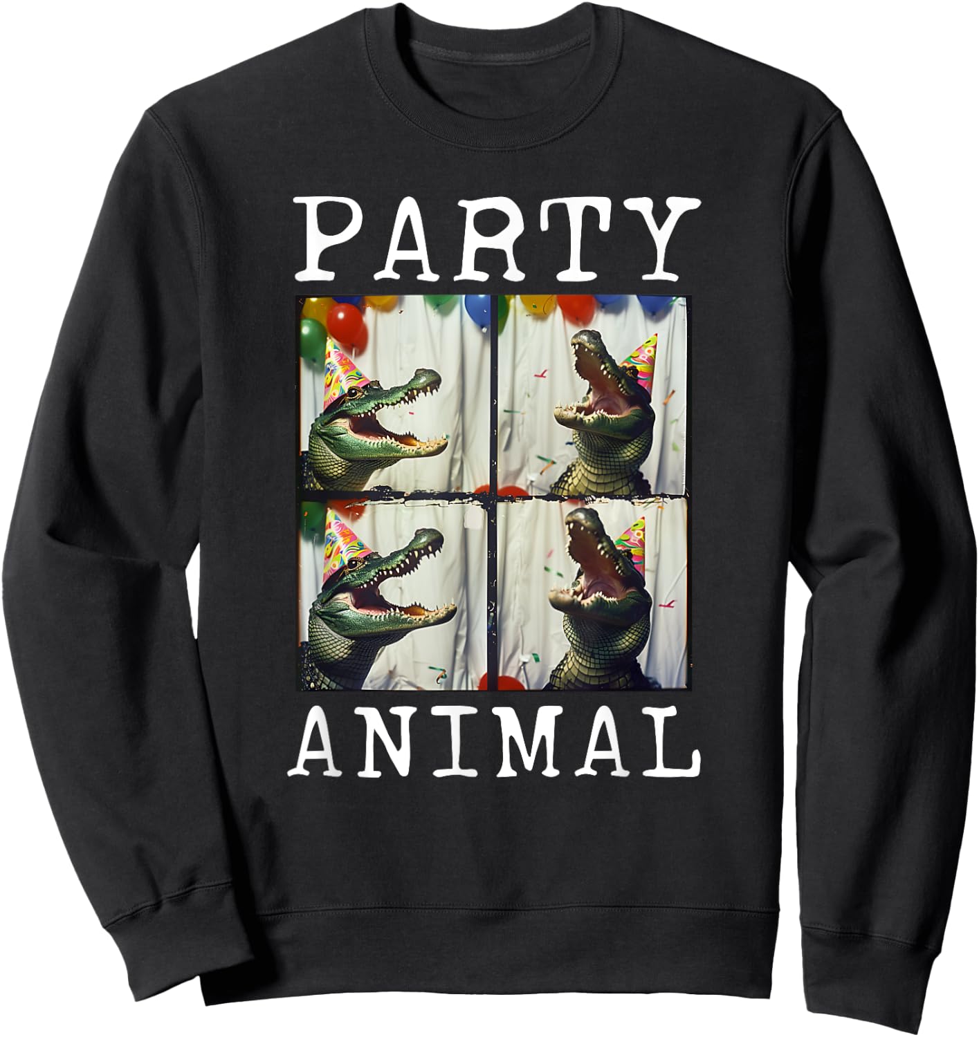 Alligator Face Colorful Animal Party Hat Funny Crocodile Sweatshirt - Sweatshirt | Black