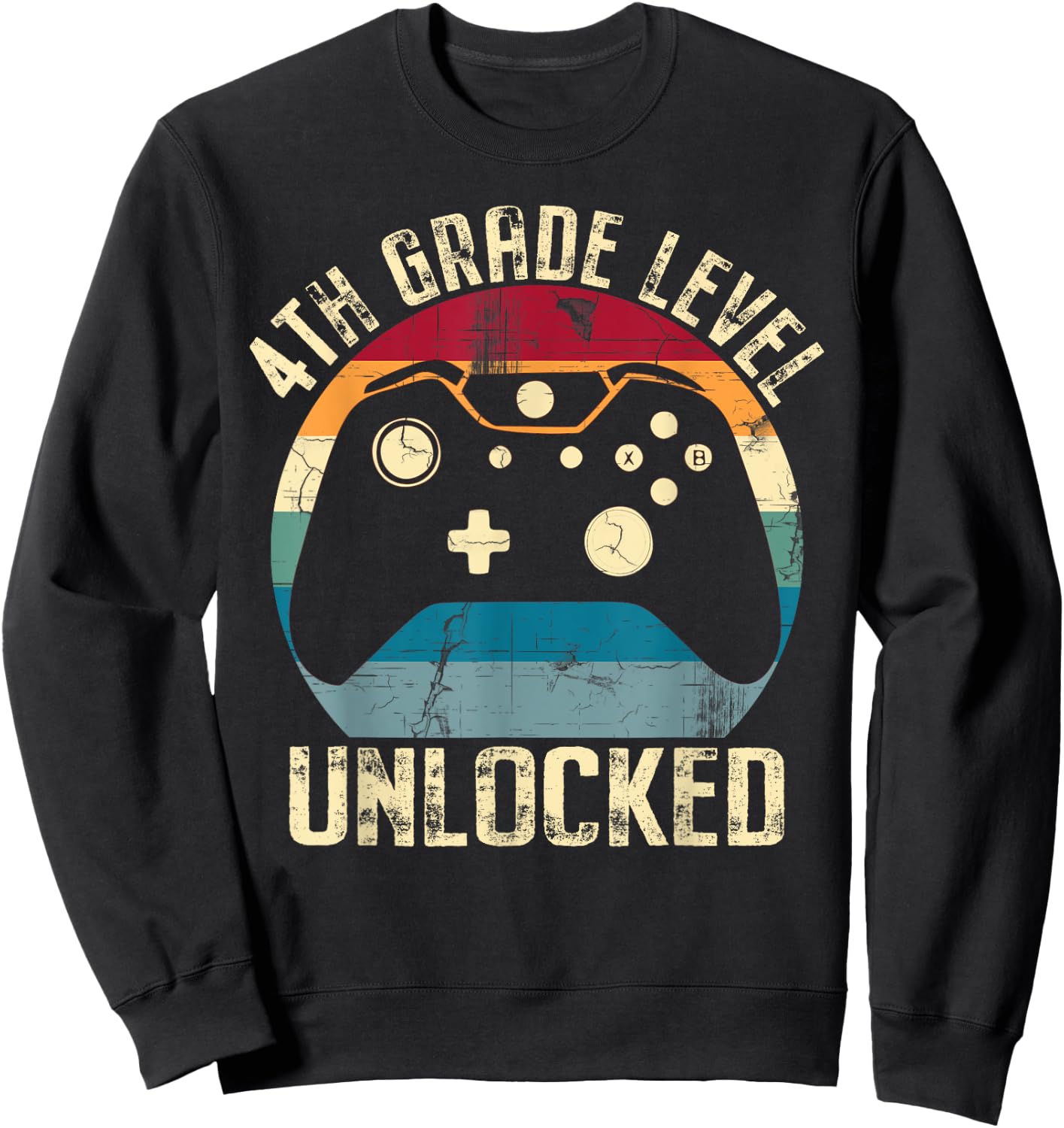 4th Grade Level Unlocked Back to School First Day Gamer Kid Sweatshirt - Sweatshirt | Black