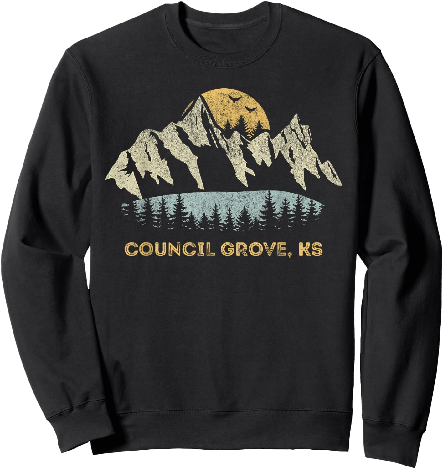 Council Grove Kansas Mountain Sunset Sunrise KS Sweatshirt - Sweatshirt | Black