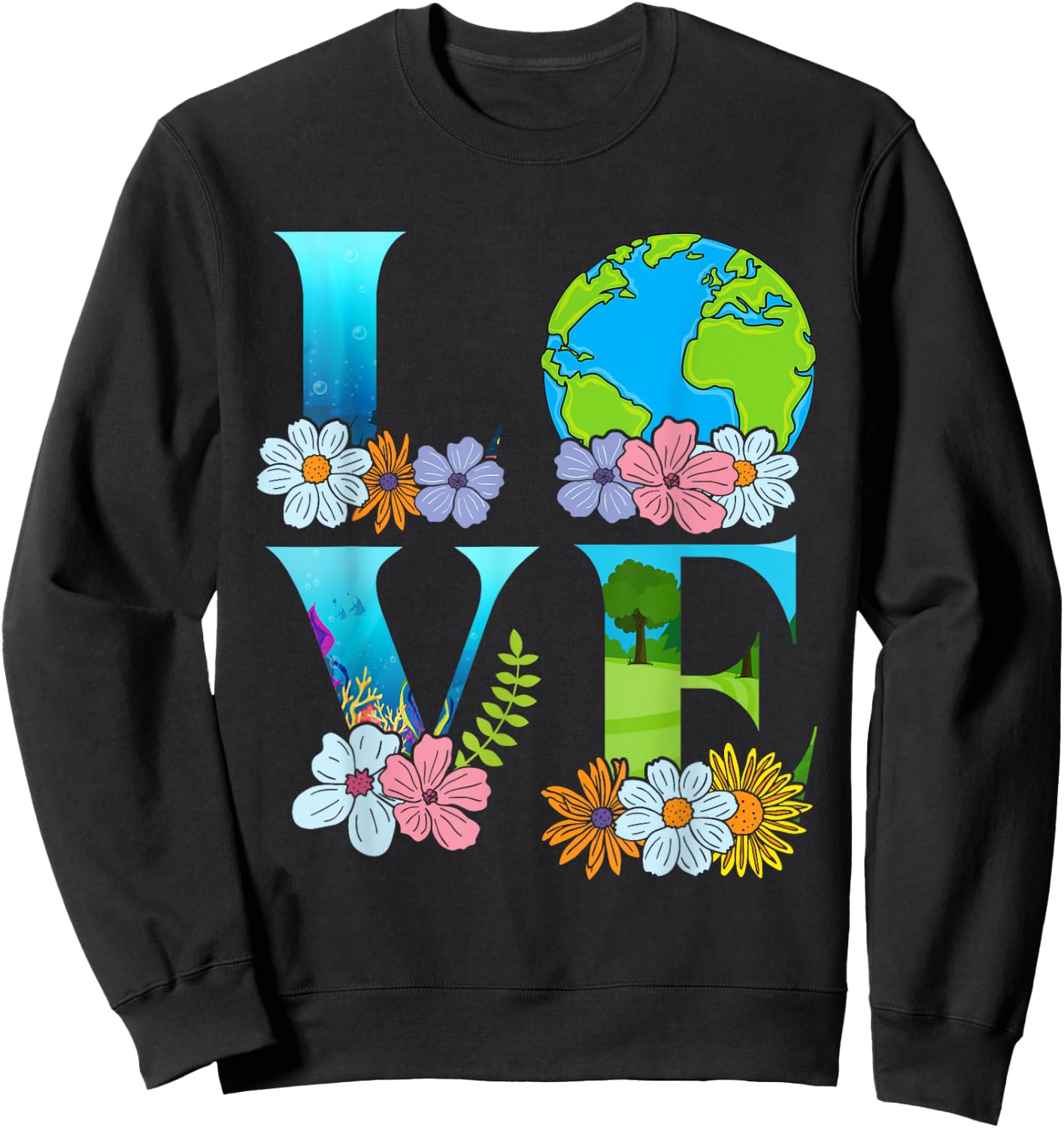 Love World Earth Day 2026 Planet Women Kids Sweatshirt - Sweatshirt | Black